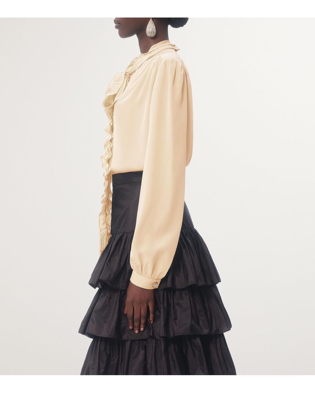 Valentino Natural Silk Tasselled-Pussybow Blouse