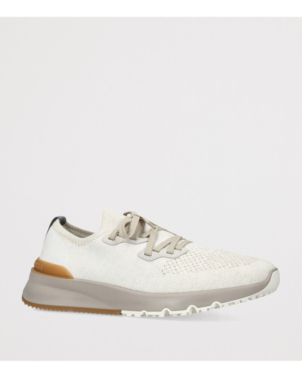 Brunello Cucinelli White Knitted Sneakers for men