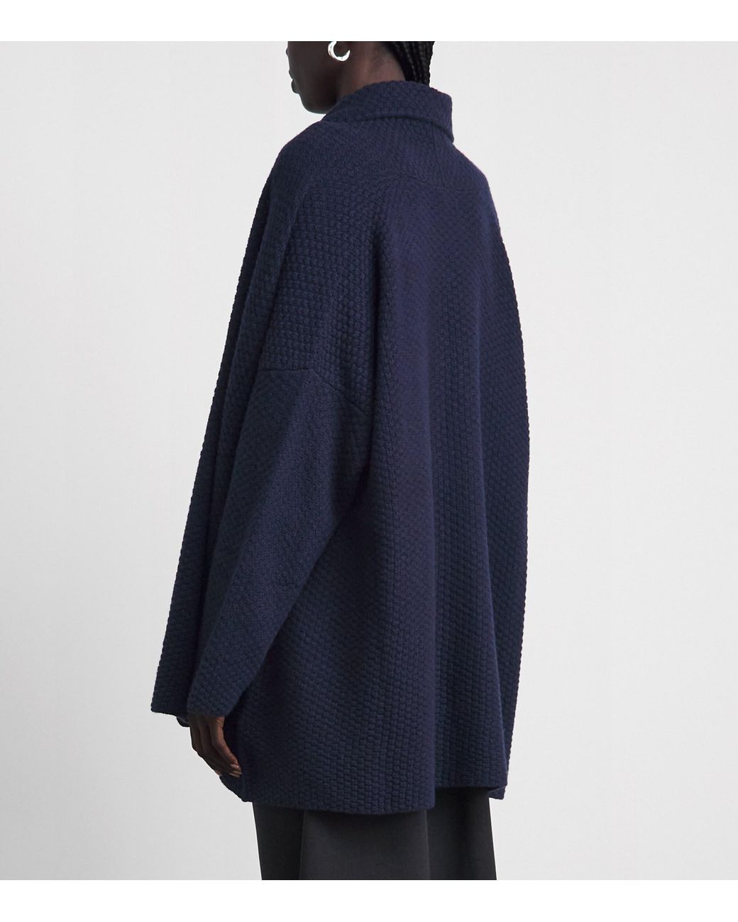 Eskandar Blue Cashmere Shawl Cardigan