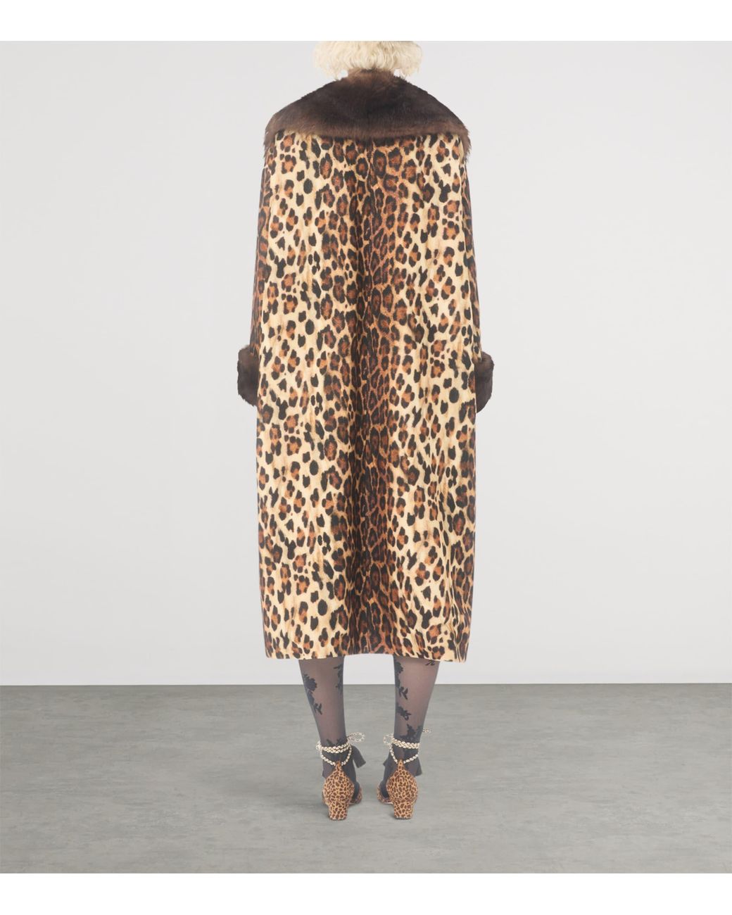 Valentino Brown Wool Leopard Print Coat