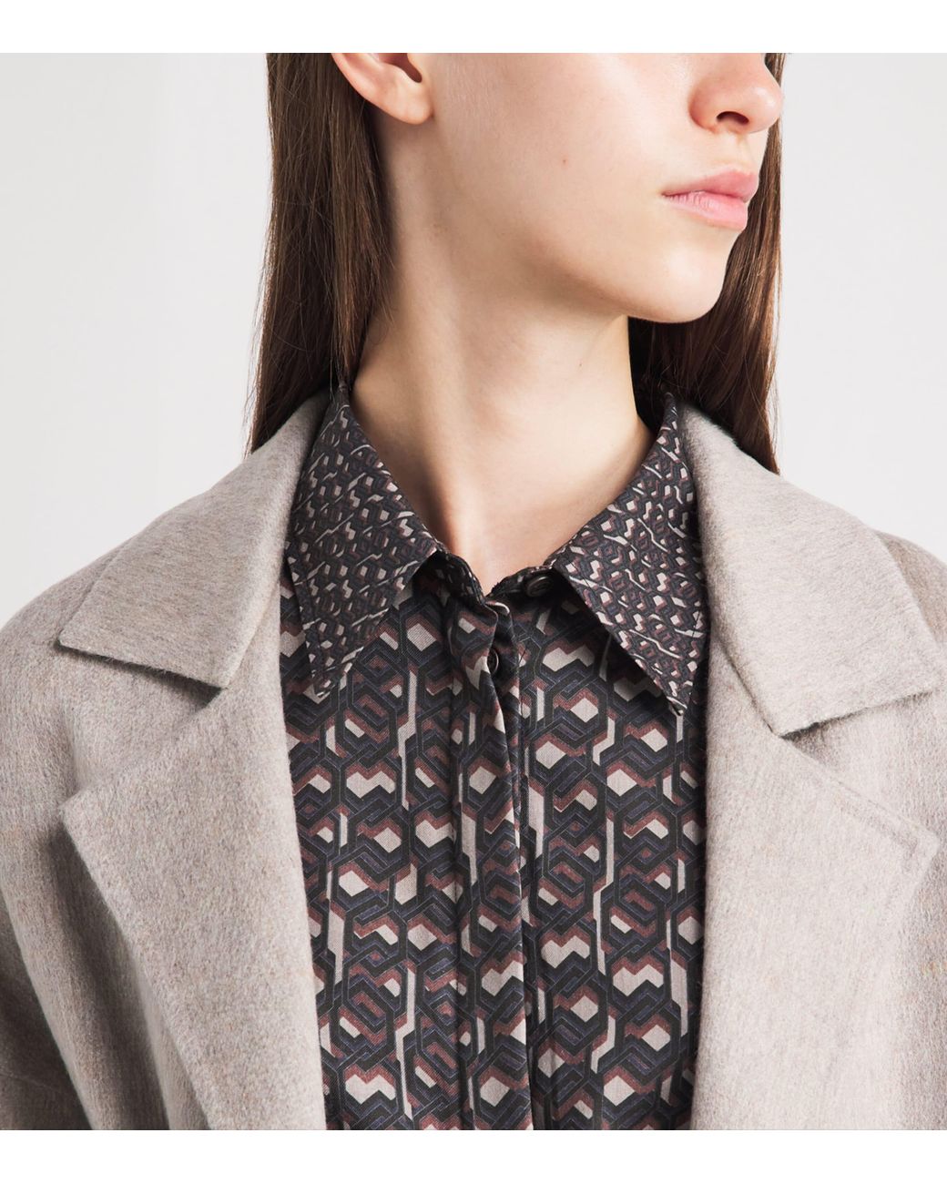 Colombo Gray Worsted Cashmere Printed Shirt