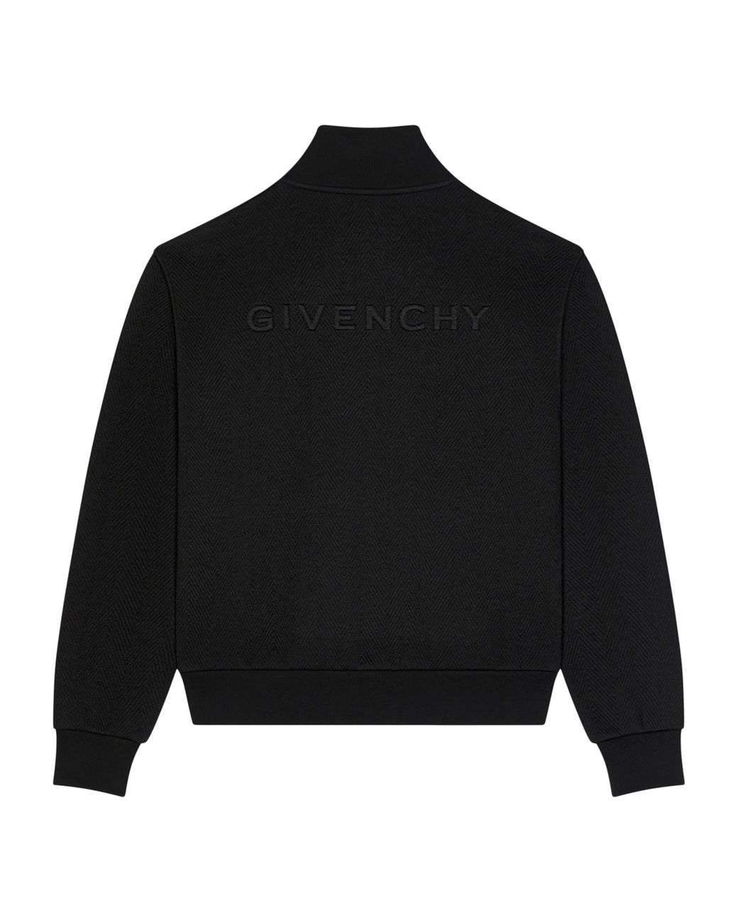 Givenchy Black Herringbone Zip-Up Sweatshirt for men