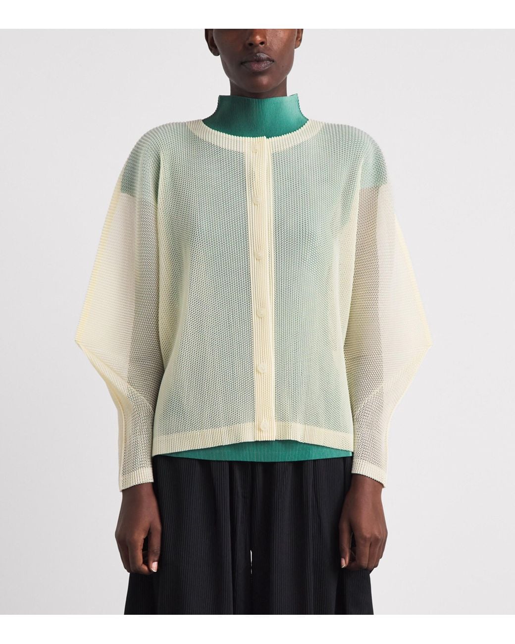 Pleats Please Issey Miyake White Tatami August Cardigan
