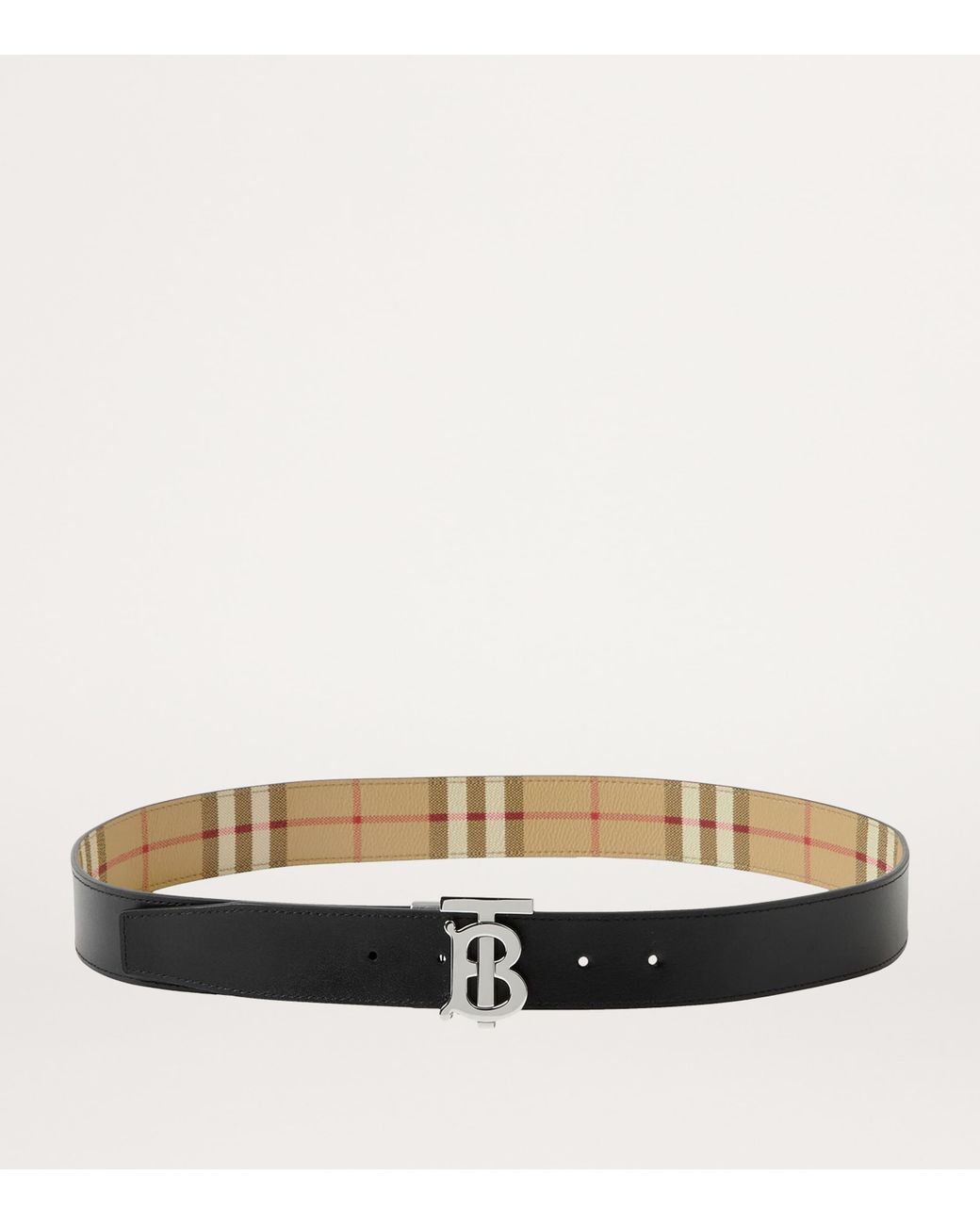 Burberry Natural Leather And Check Reversible Tb Belt for men