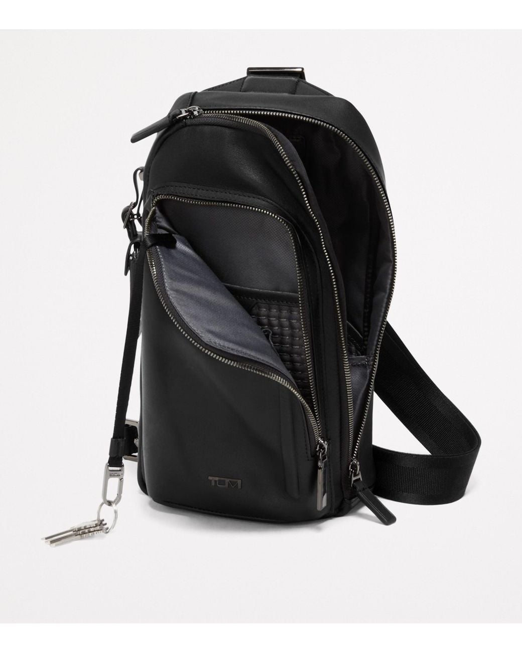 Tumi Black Leather Harrison Cross-Body Bag for men