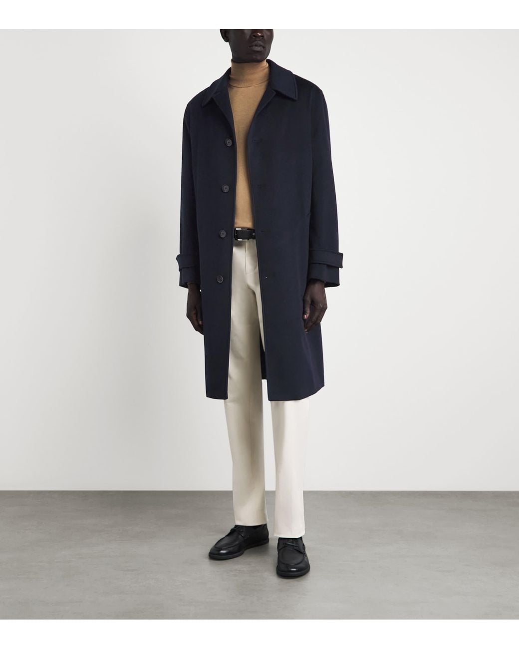Lardini Blue Cashmere Belted Overcoat for men