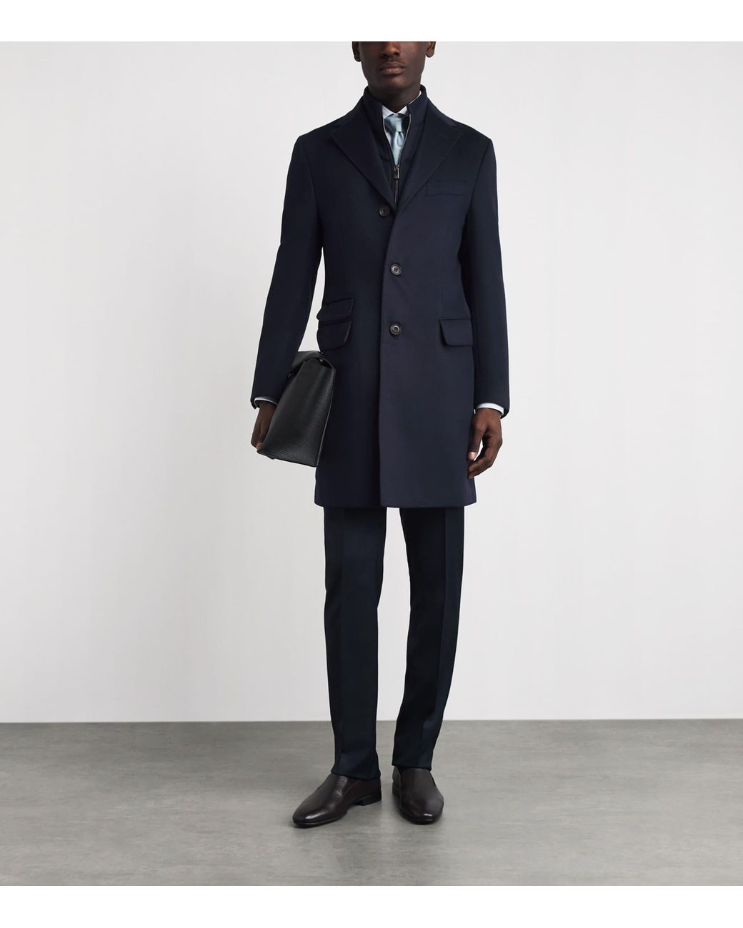 Corneliani Blue Virgin Wool Overcoat for men