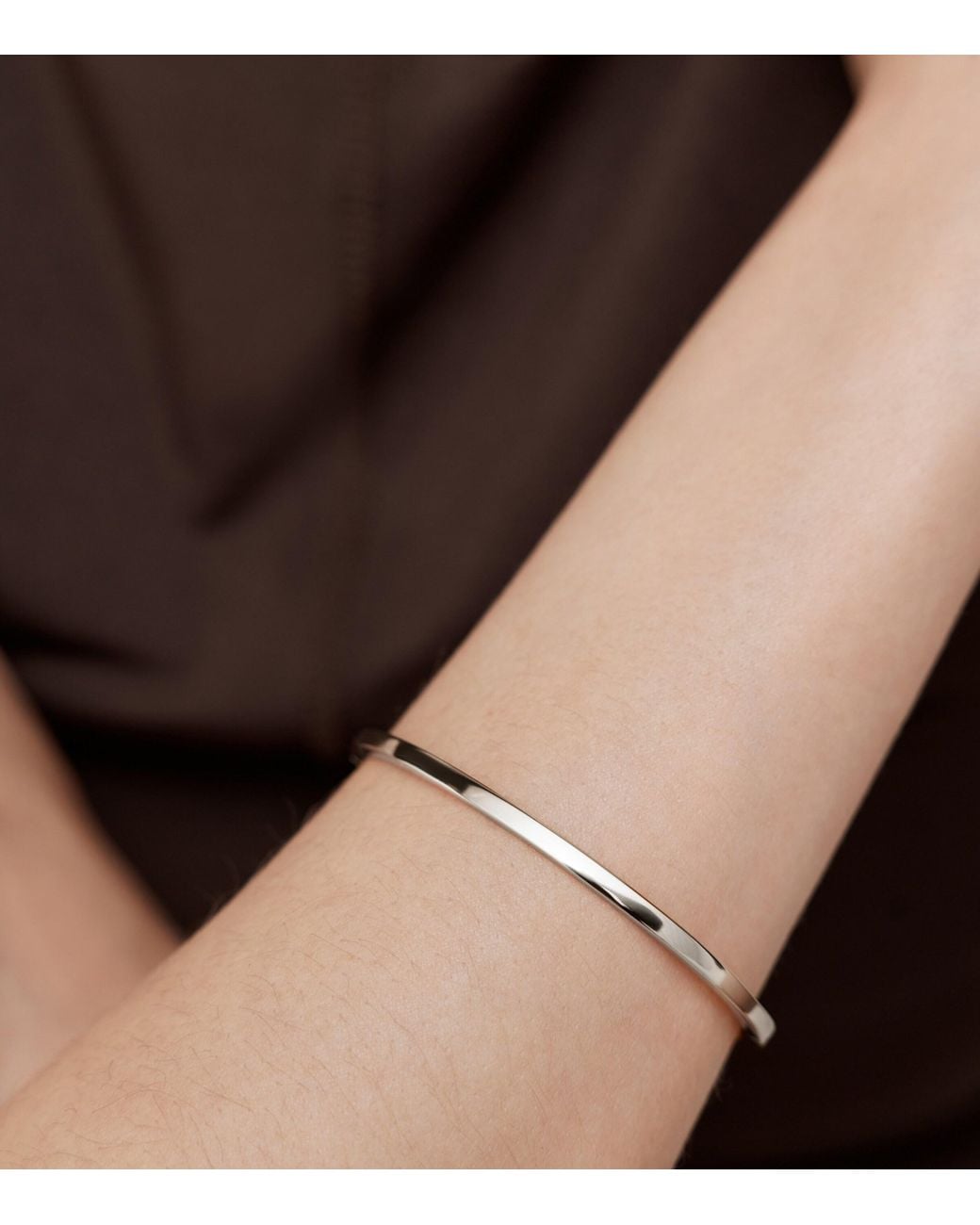 Monica Vinader White Sterling Essential Slim Bangle