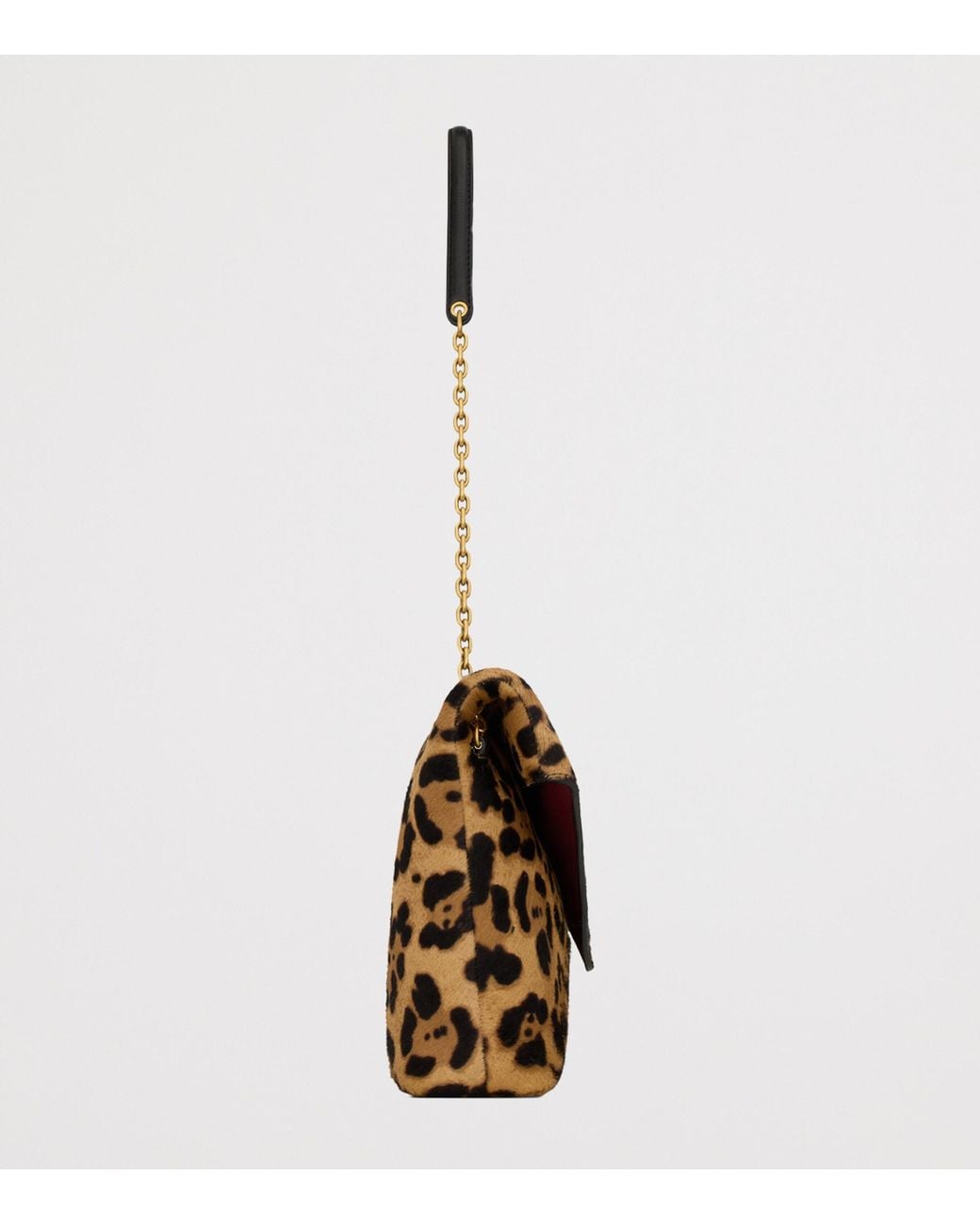 Saint Laurent Metallic Cassandre Envelope Leopard Chain Wallet
