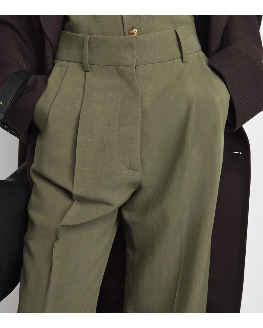 Blazé Milano Green Linen Rox Star Fox Straight-Leg Trousers