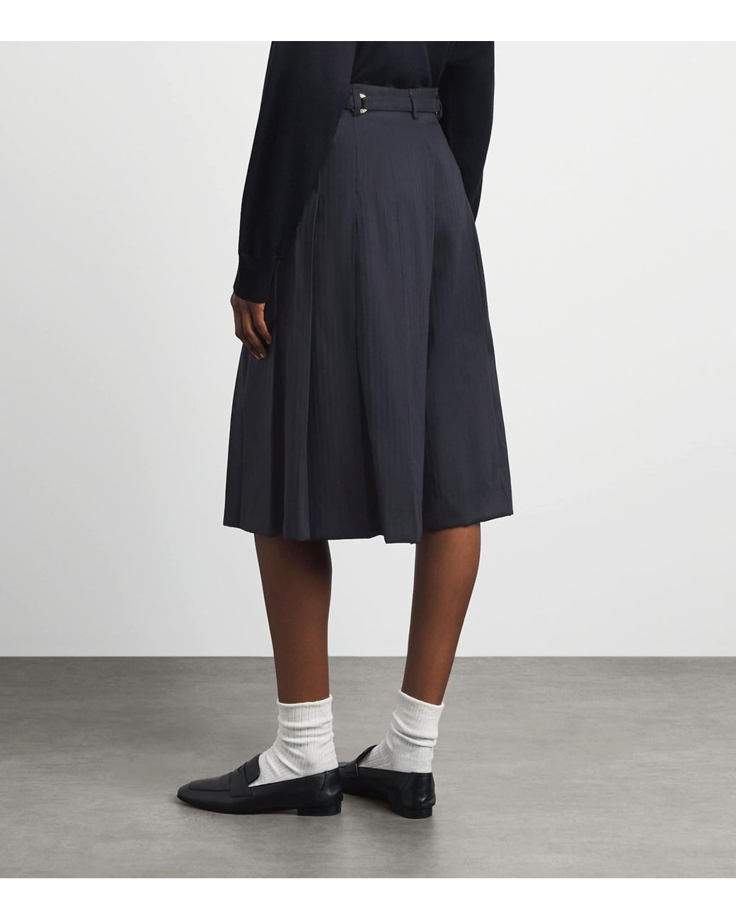Sandro Blue Wool-Blend Pleated Shorts