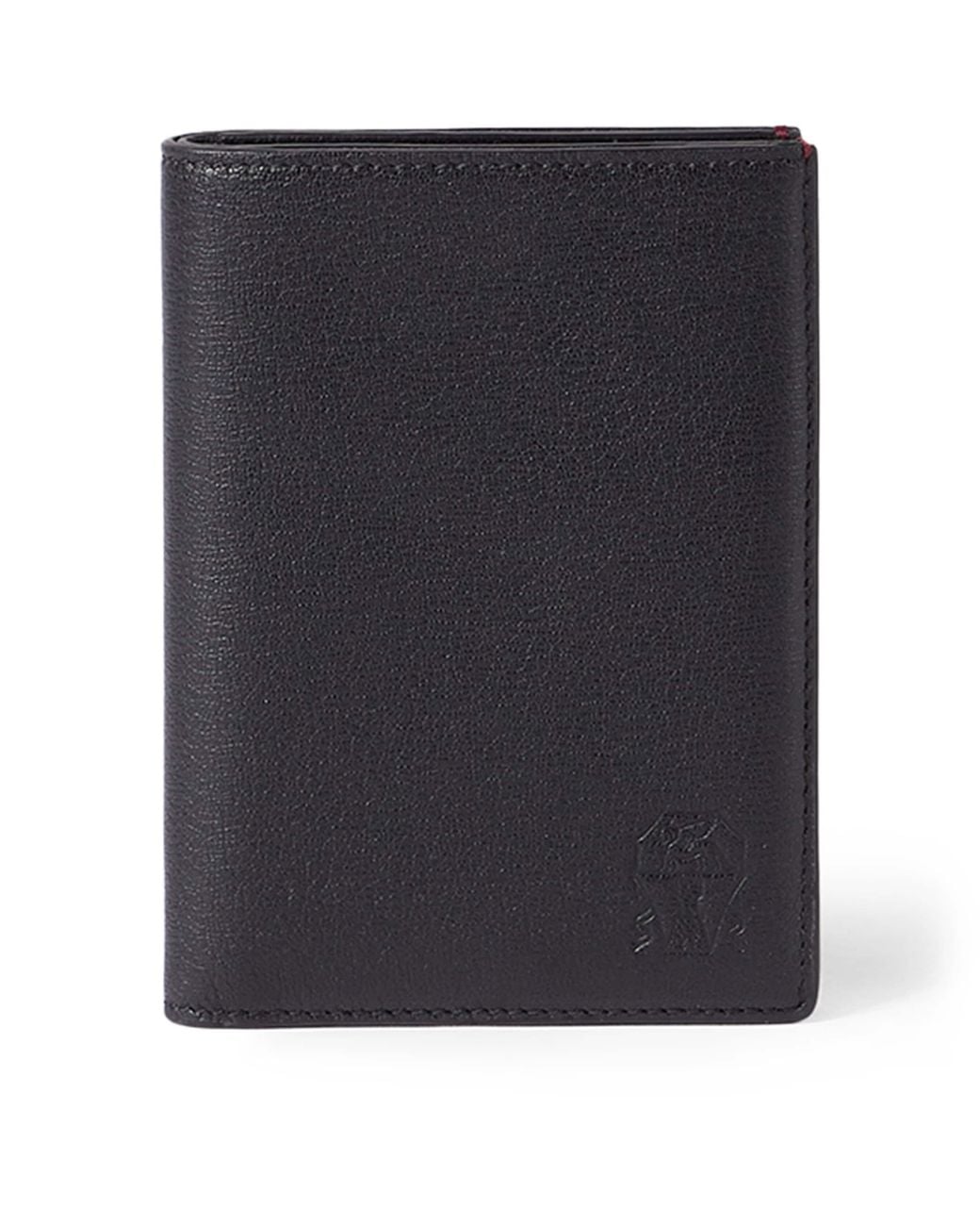 Brunello Cucinelli Black Leather Bifold Card Holder for men