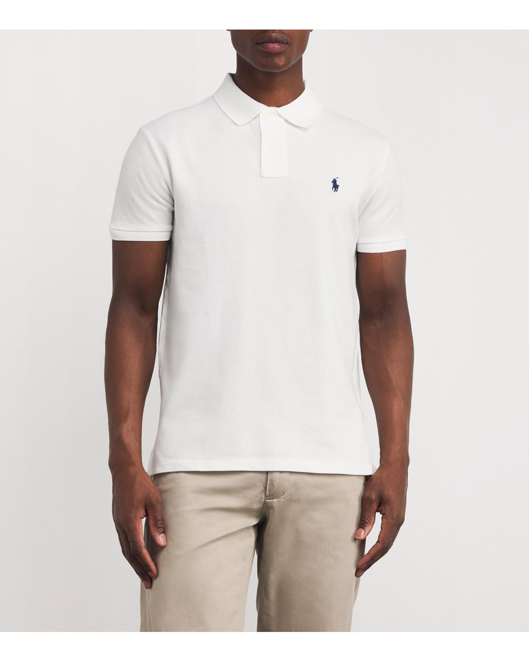 Polo Ralph Lauren White Cotton Mesh Custom-Fit Polo Shirt for men
