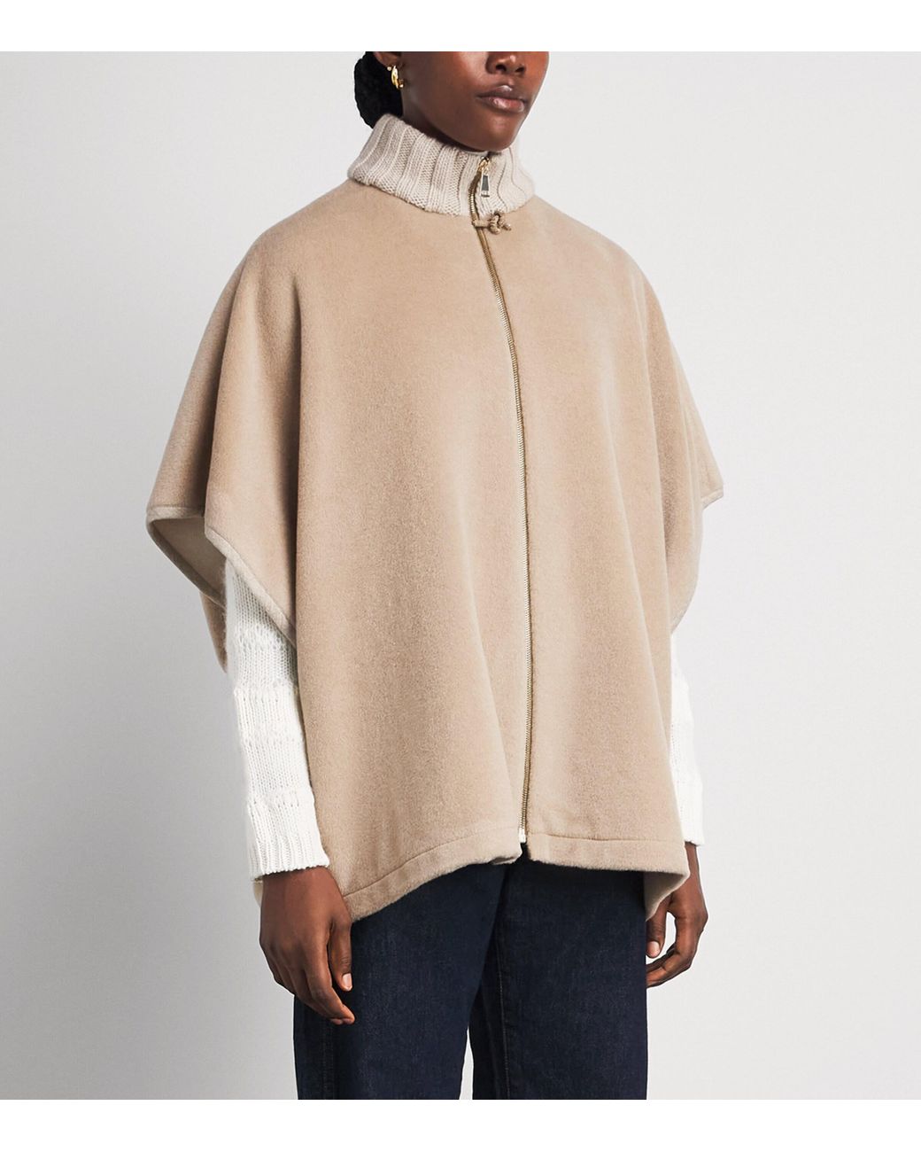 Fabiana Filippi Natural Merino Wool-Blend High-Neck Cape