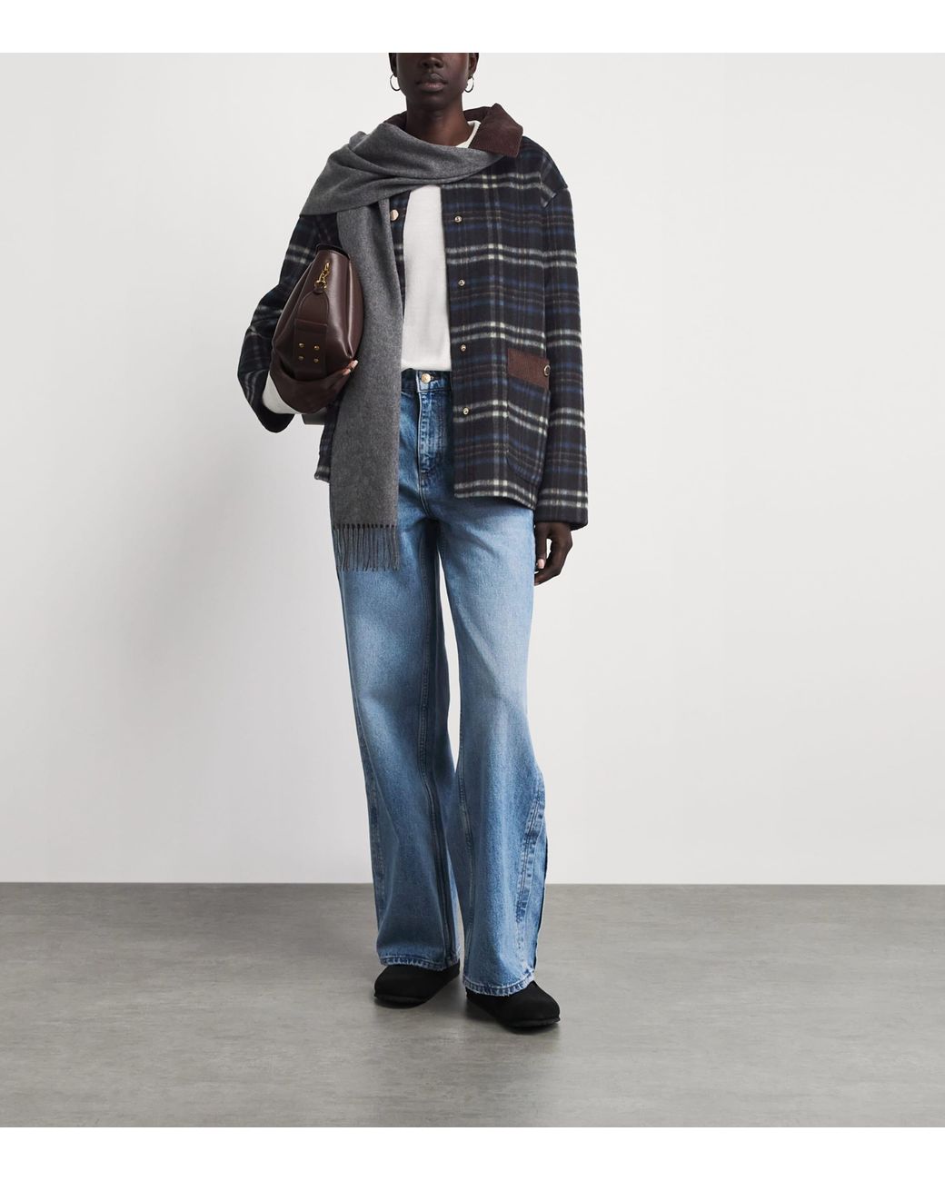 Claudie Pierlot Black Wool-Blend Check Jacket