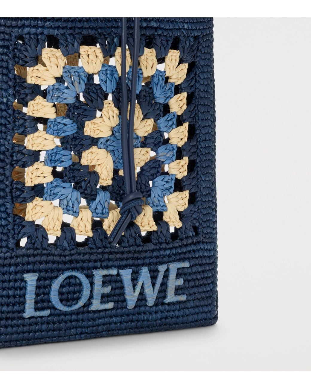 Loewe Blue X Paula's Ibiza Crochet Pocket Patch Shoulder Bag