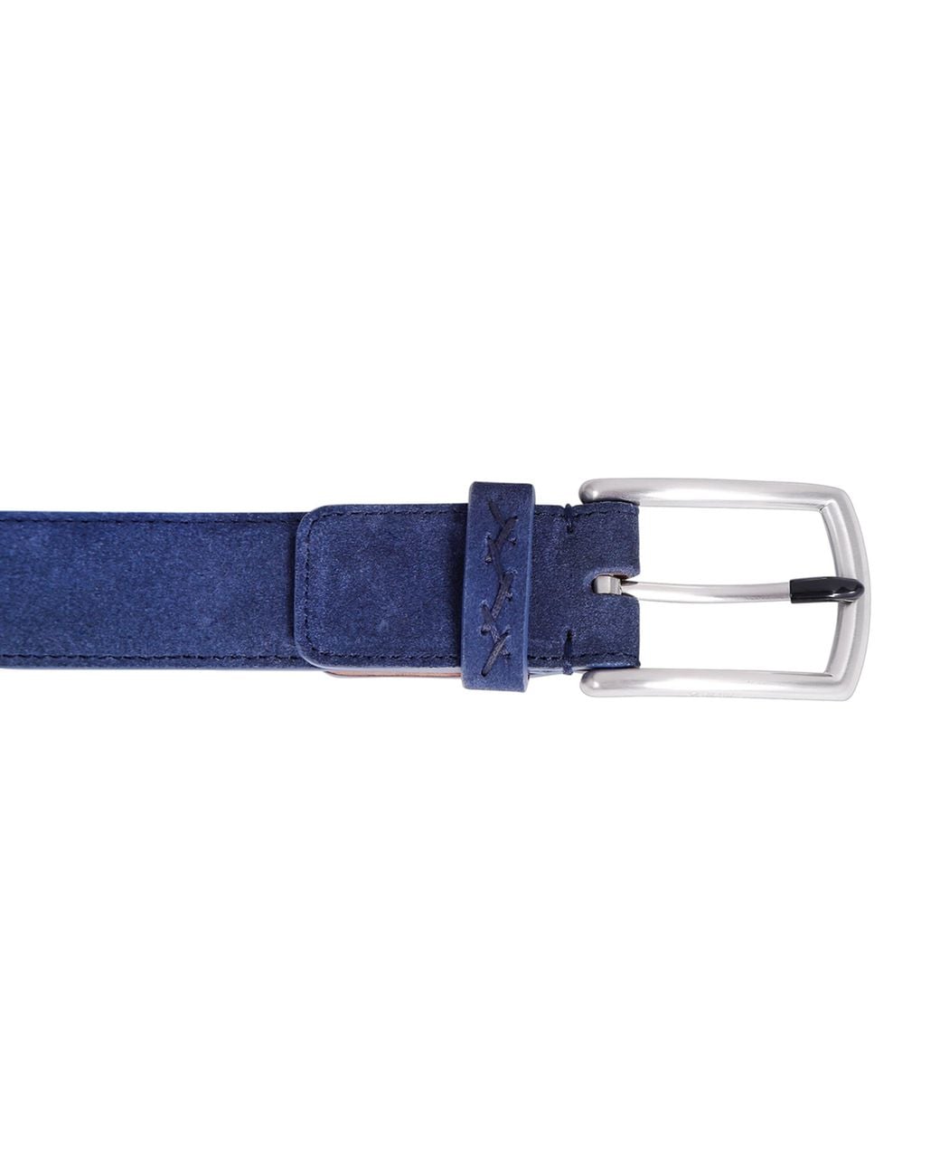 Zegna Blue Suede Triple Stitch Belt for men