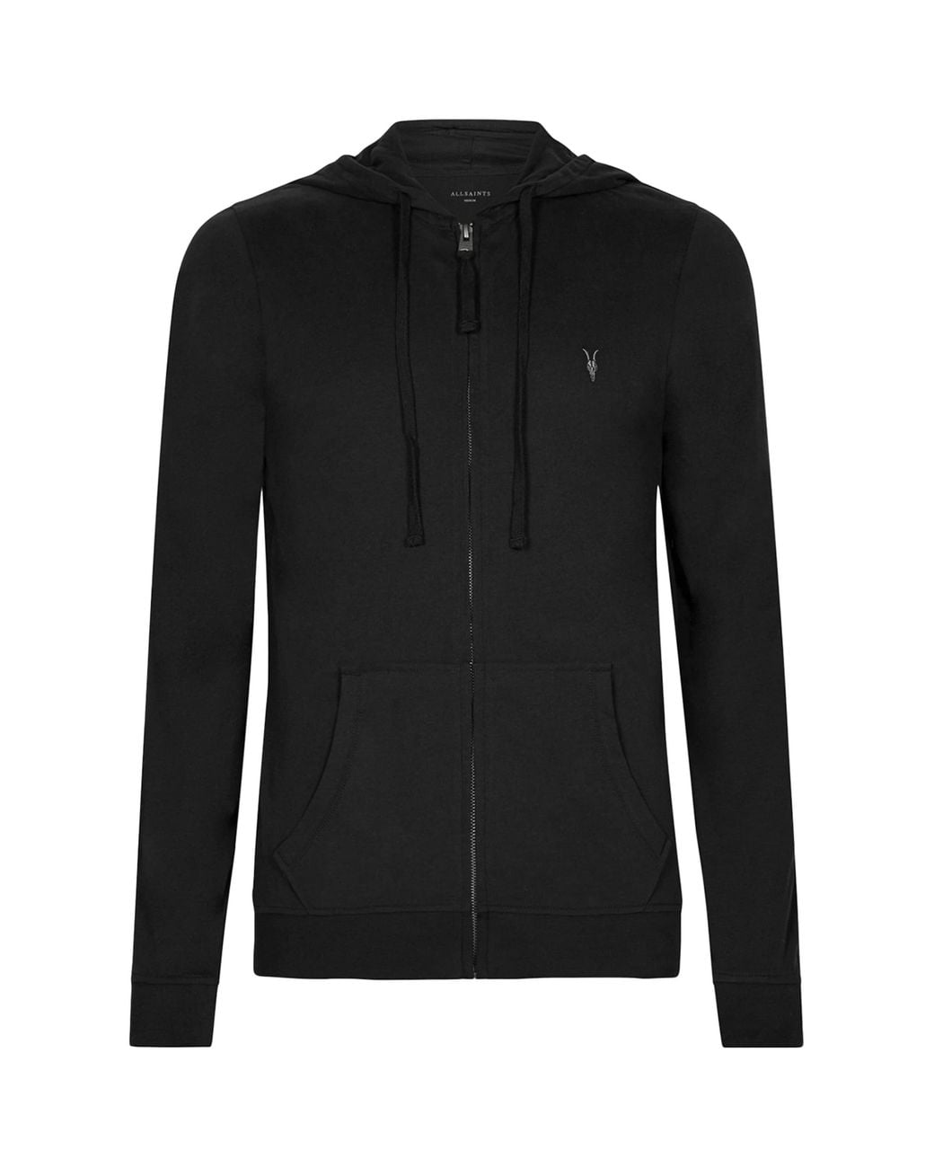 AllSaints Black Organic Cotton Brace Zip-Up Hoodie for men