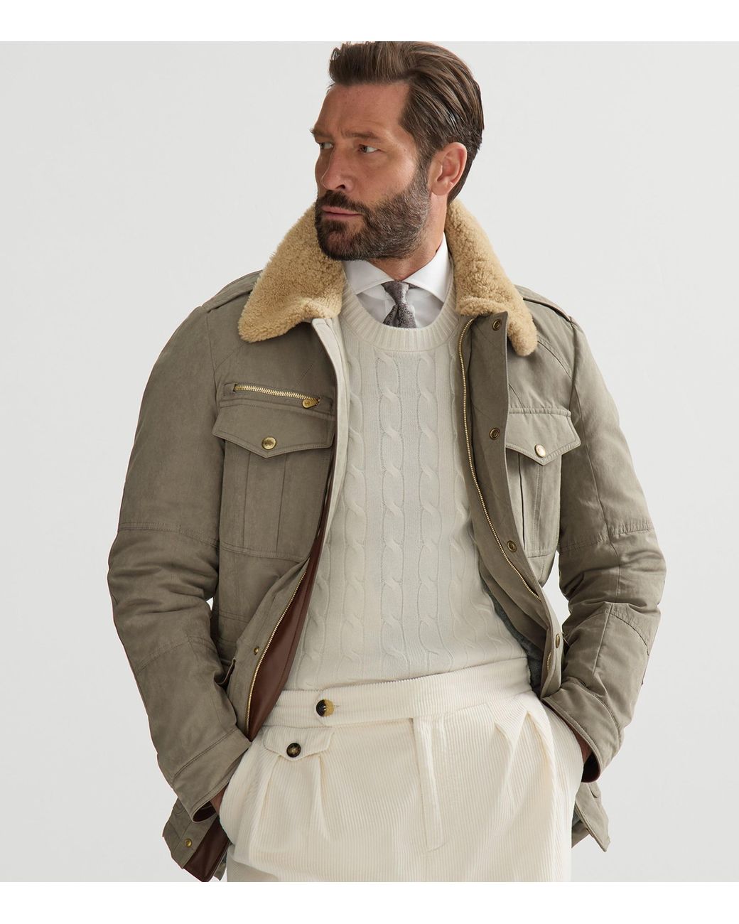 Brunello Cucinelli Green Techno-Cotton Waxed Safari Jacket for men