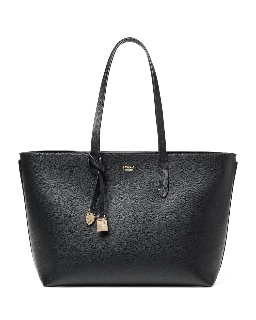 Aspinal Black Leather East West Tote Bag
