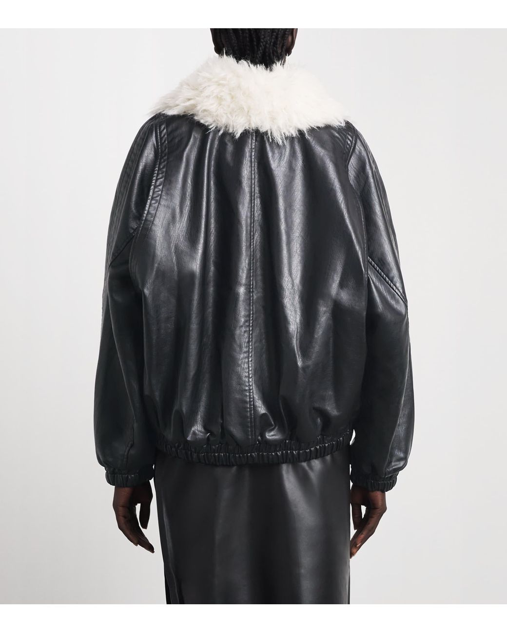 Source Unknown Black Faux Fur-Collar Rioni Bomber Jacket for men