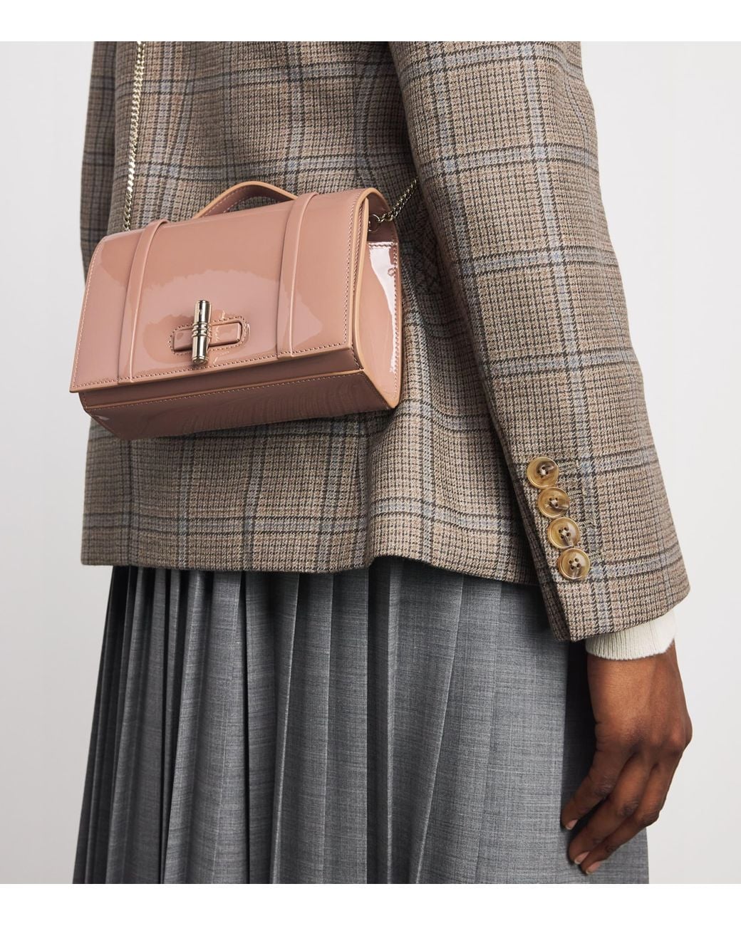 Malone Souliers Pink Small Patent Leather May Top-Handle Bag