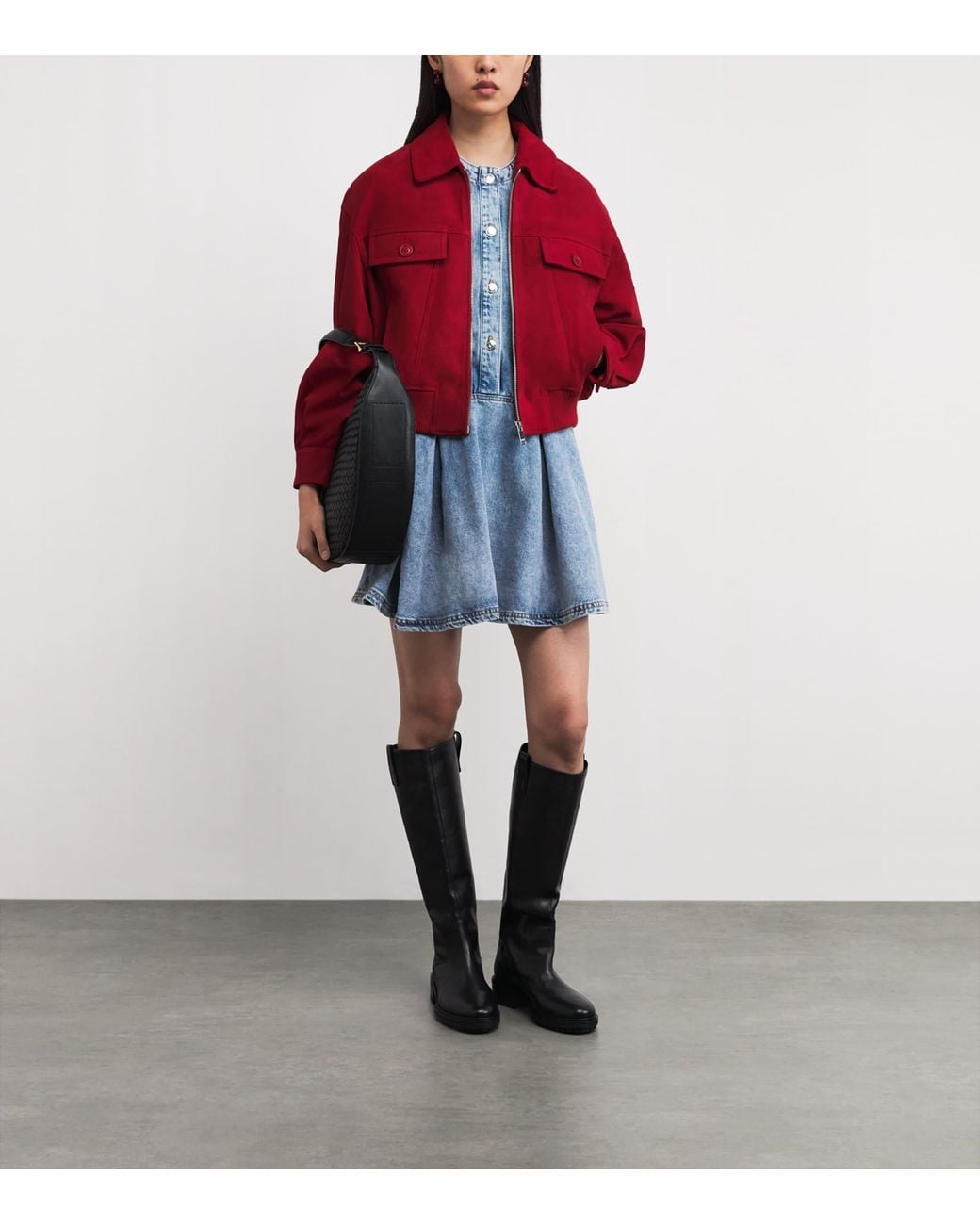 Claudie Pierlot Blue Denim Flared Mini Dress
