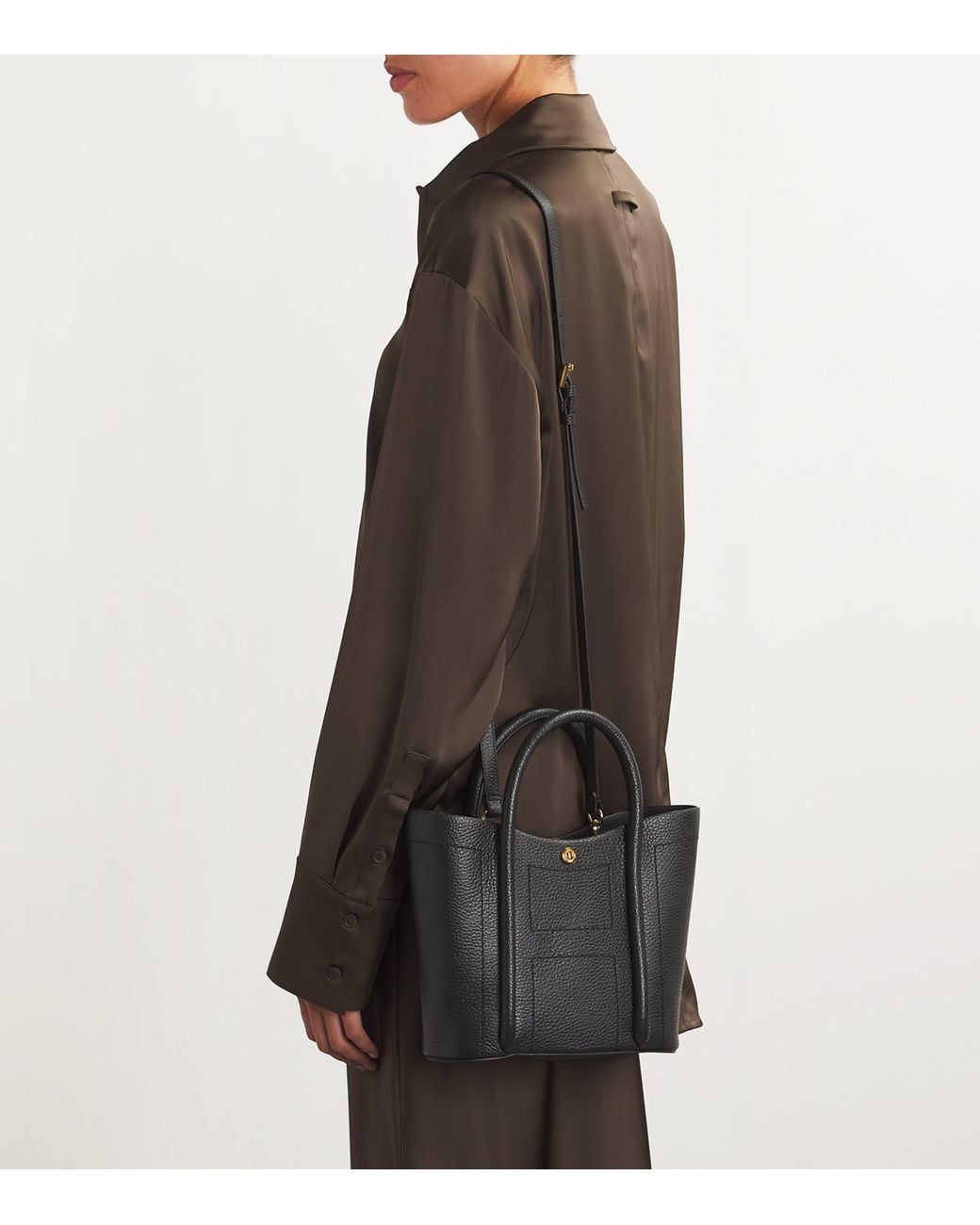 Harrods Black Grab Leather Rope Tote Bag