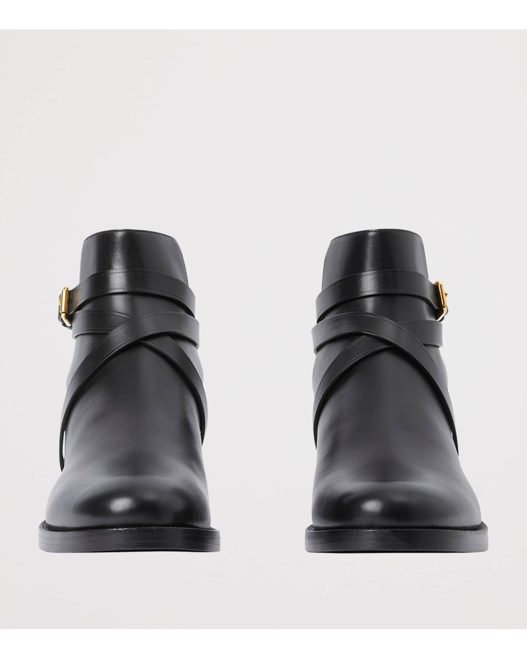 Burberry Black Check And Leather Ankle Boots