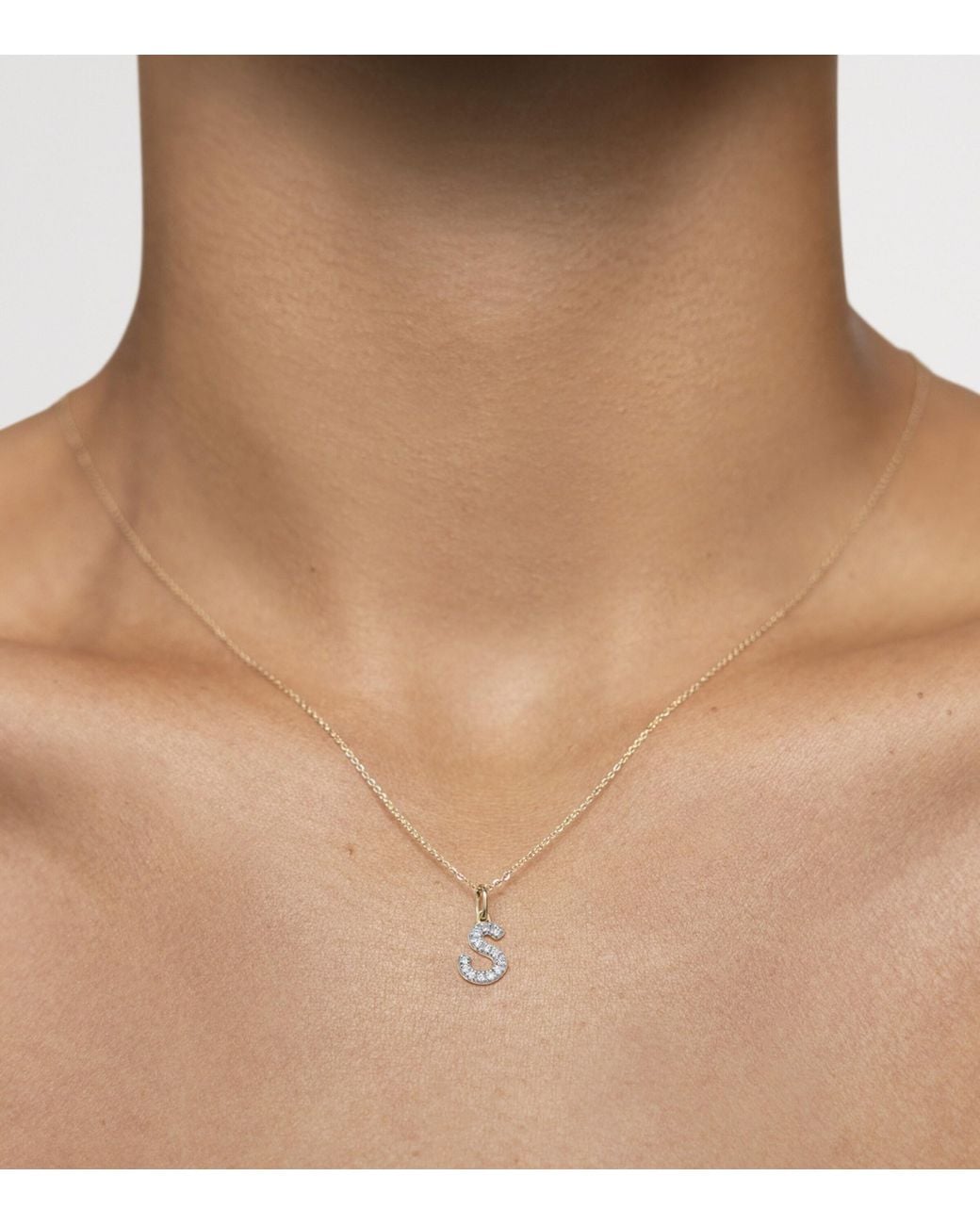 Monica Vinader White And Diamond S Initial Charm