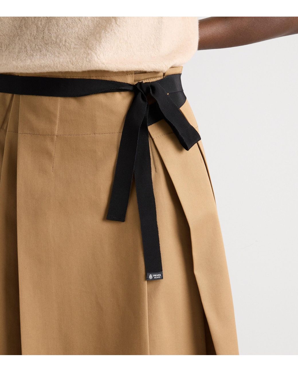 Prada Brown Gabardine Pleated Skirt