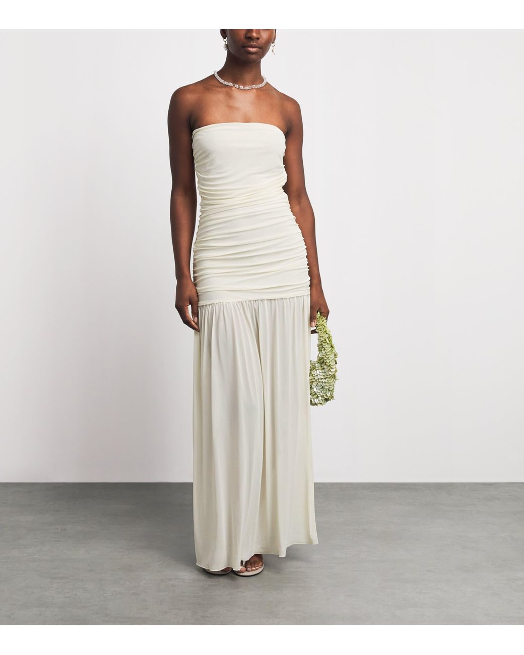 Moré Noir White Crepe Astra Maxi Dress