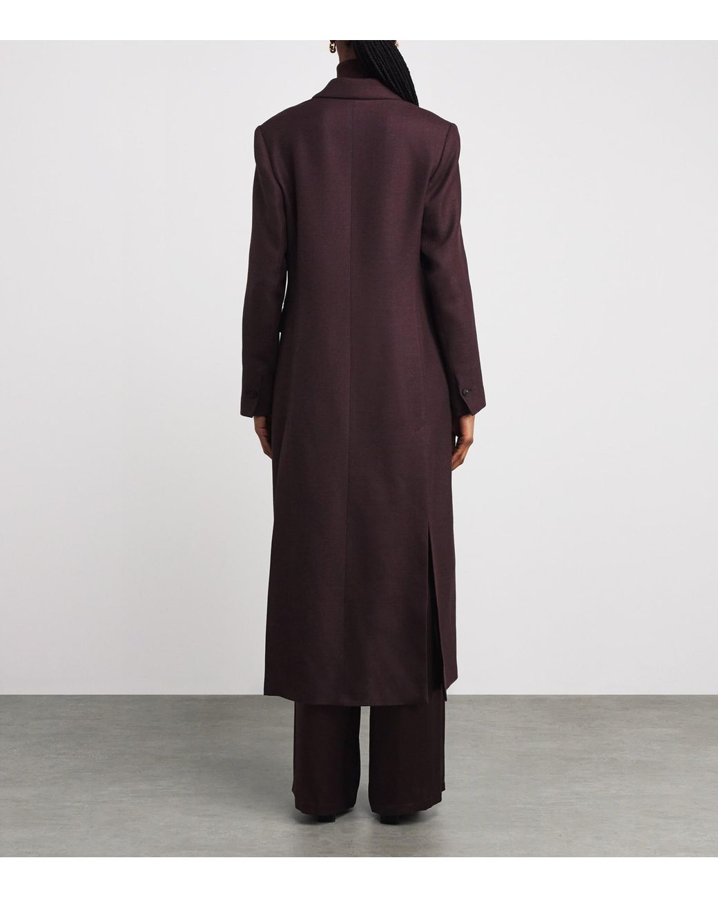 Eleventy Purple Wool-Blend Double-Breasted Duster Coat