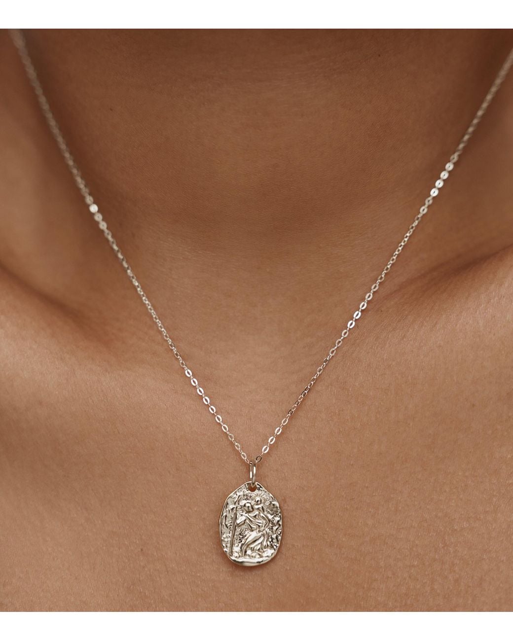 Monica Vinader Metallic Sterling Talisman St Christopher Pendant