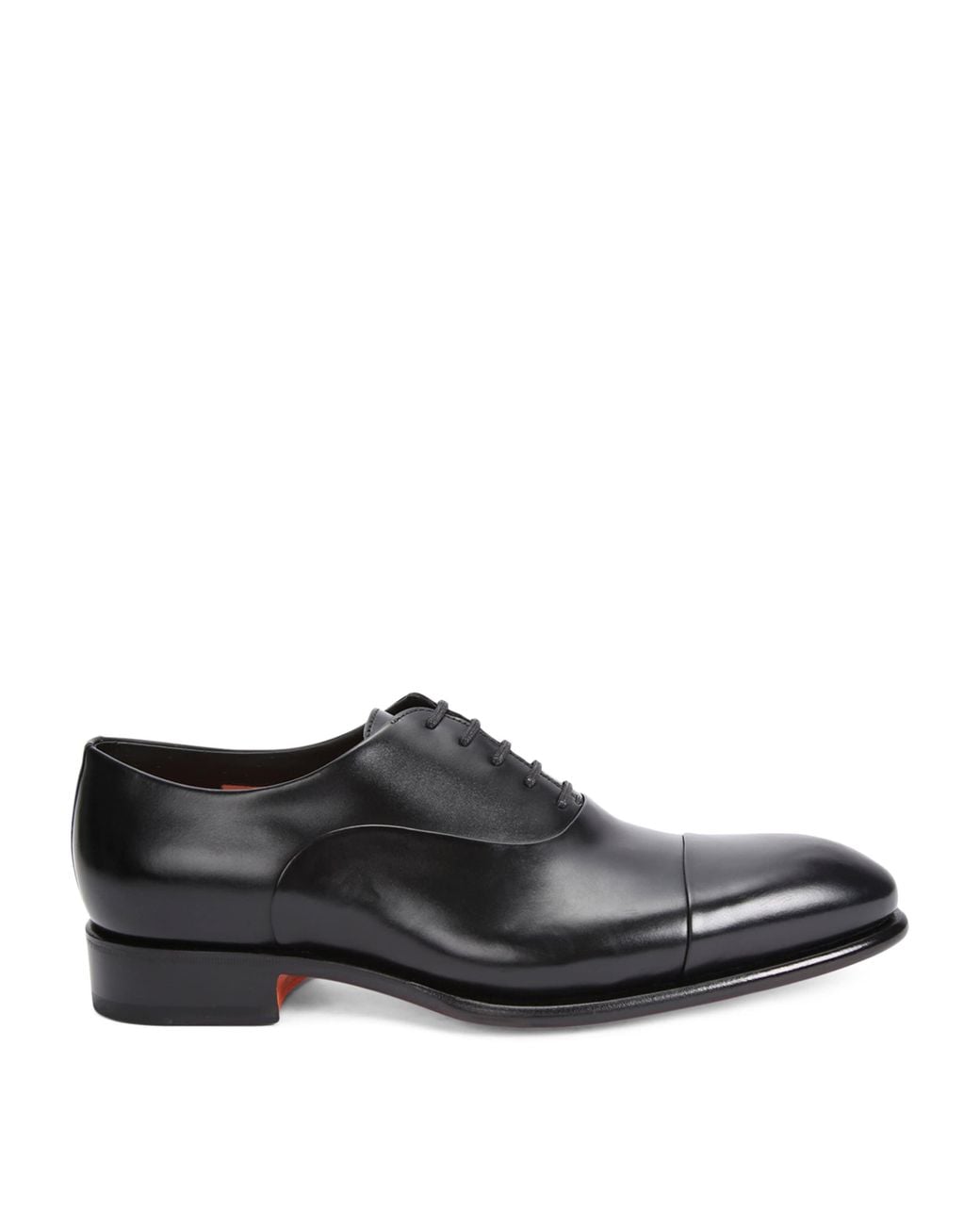 Santoni Black Leather Carter Oxford Shoes for men