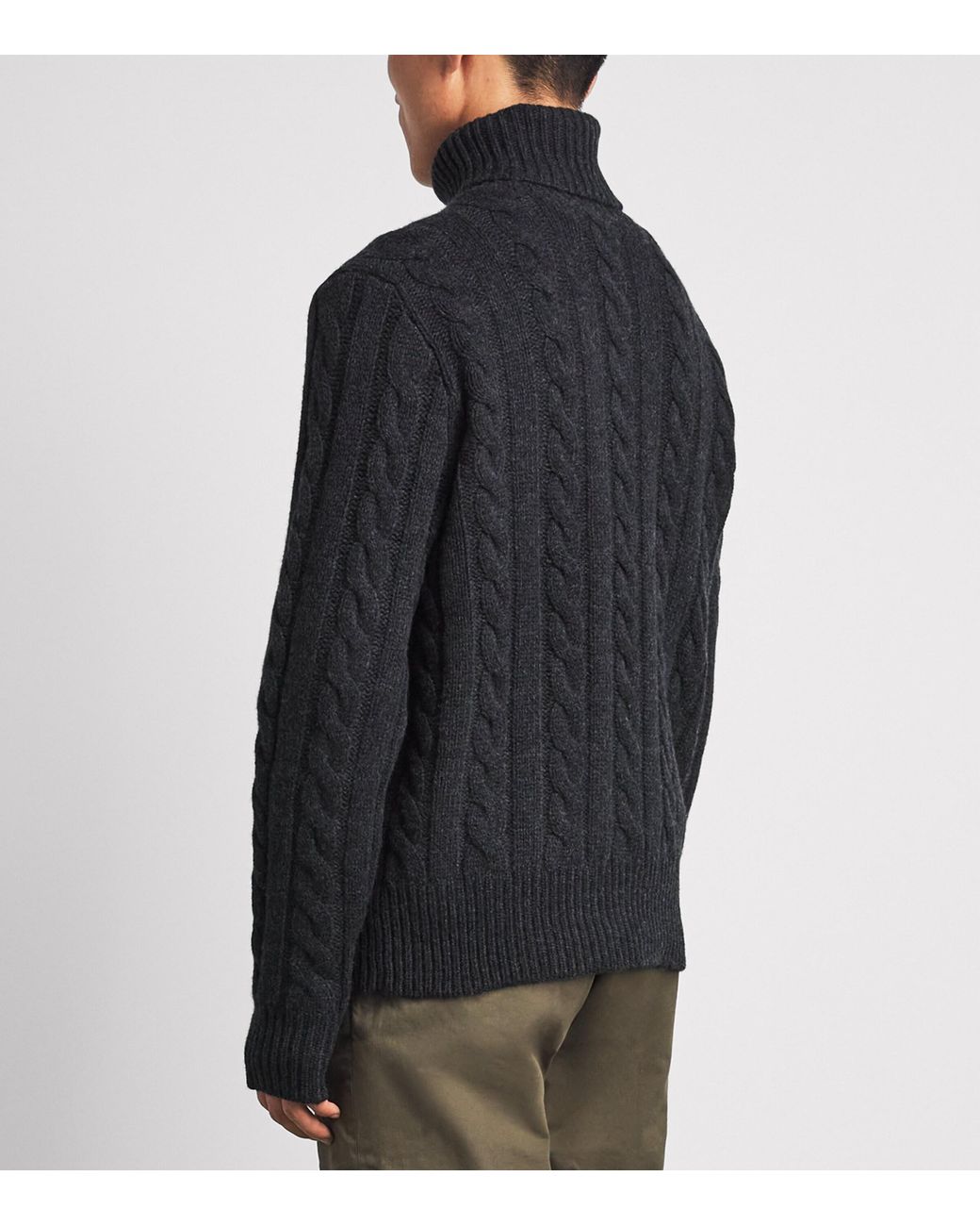 Polo Ralph Lauren Blue Wool-Cashmere Cable-Knit Rollneck Sweater for men
