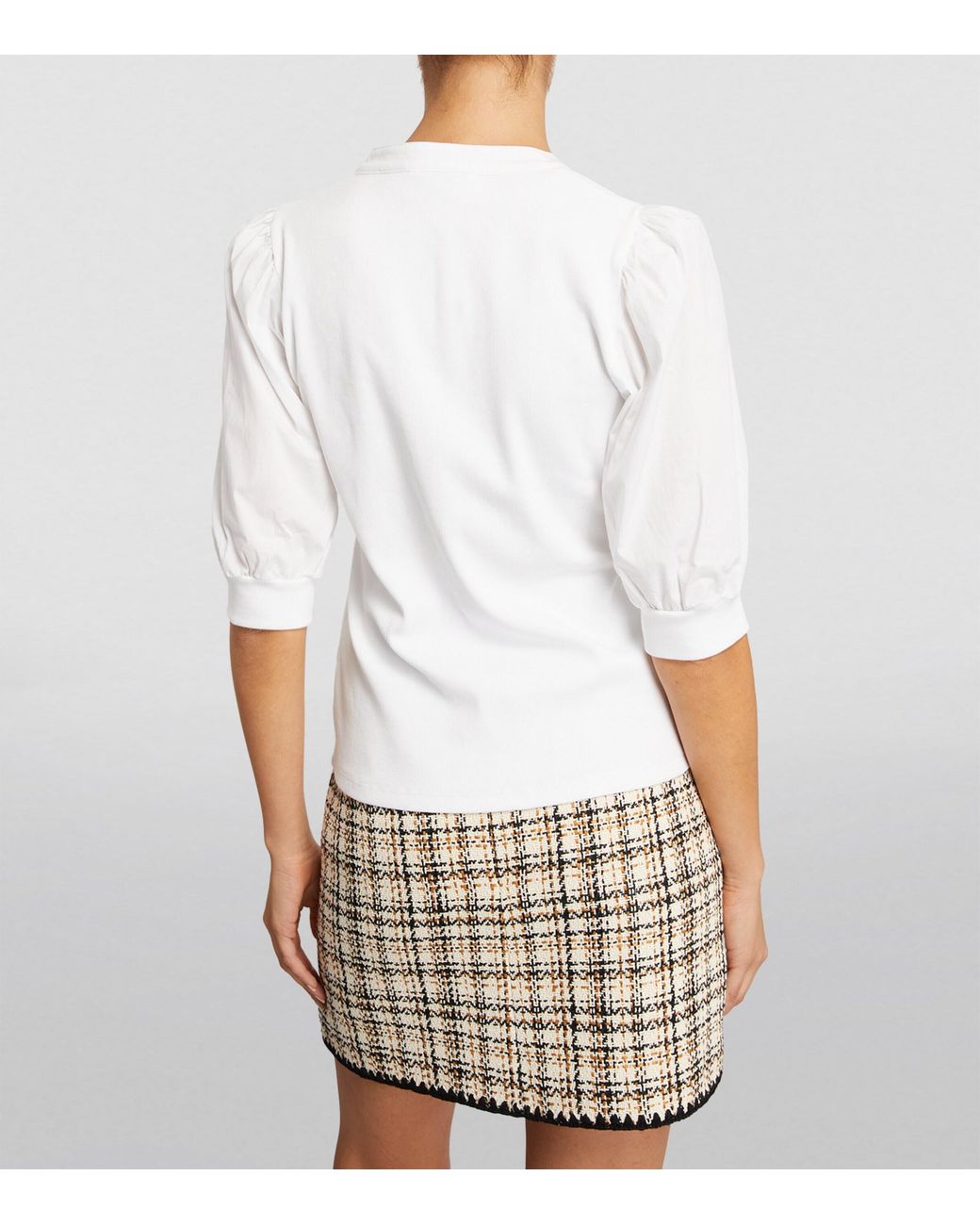 Veronica Beard White Puff-Sleeve Coralee Top