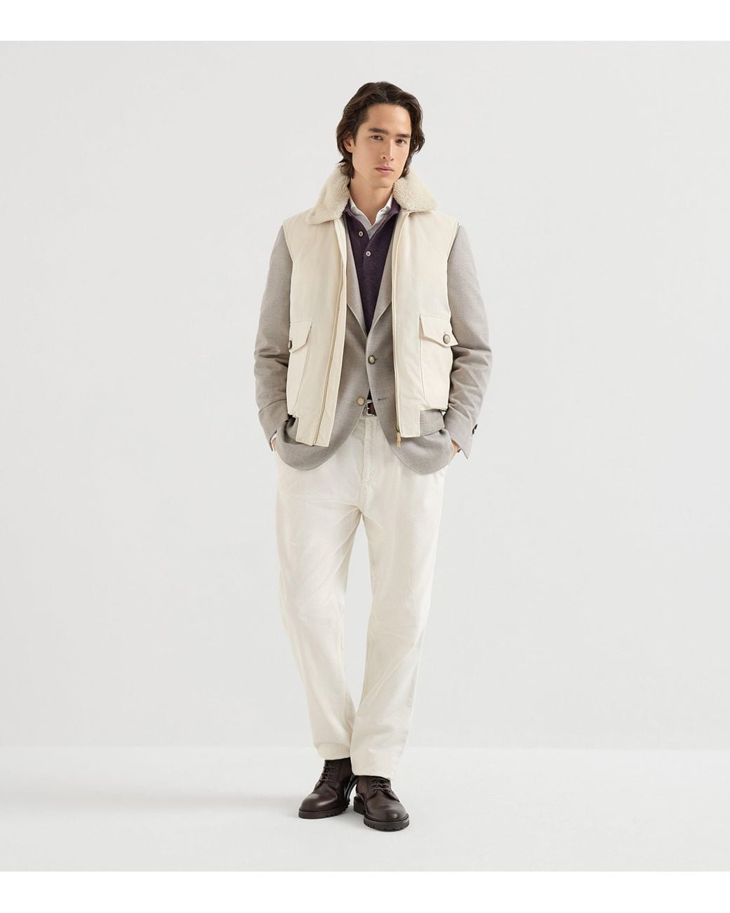 Brunello Cucinelli Purple Cashmere Polo Sweater for men