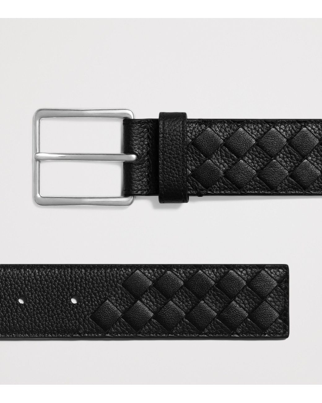 Bottega Veneta Black Leather Intrecciato Belt for men