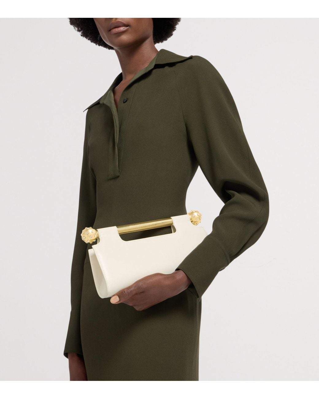 BVLGARI Natural Leather Tubogas Spheres Clutch Bag