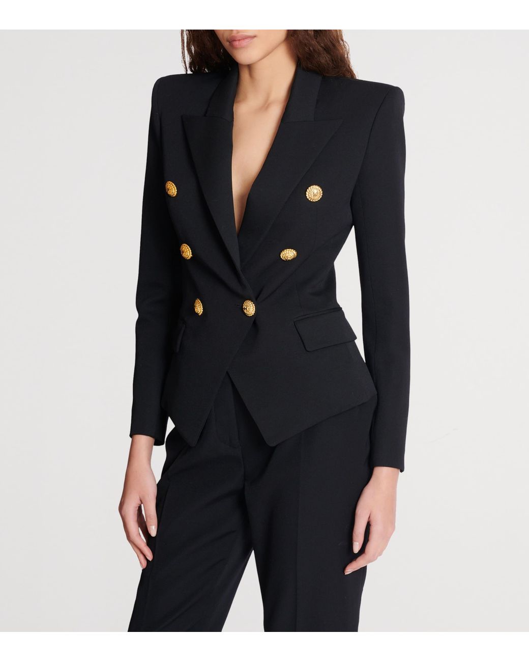 Balmain Black Grain De Poudre 6-Buttons Fitted Jacket