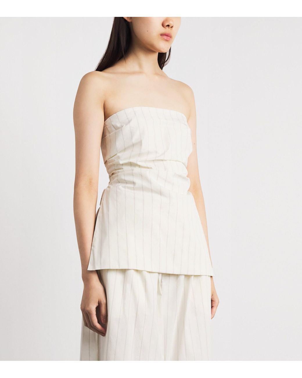 St. Agni White Pinstripe Tie-Detail Top