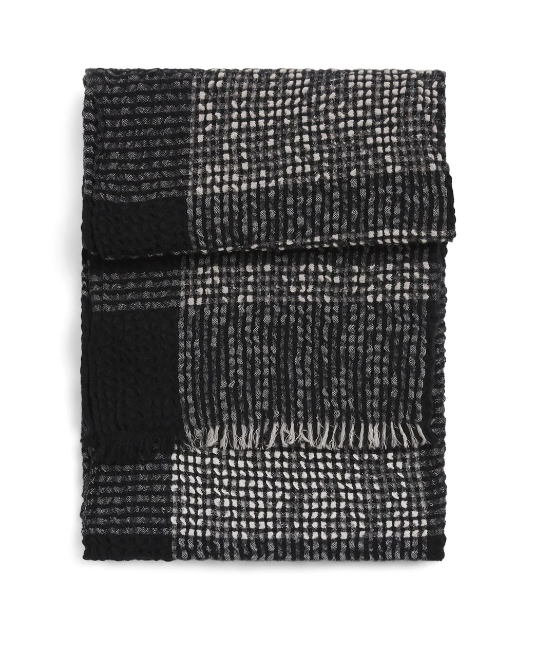 Issey Miyake Black Wool-Cashmere Bumpy Wool Scarf