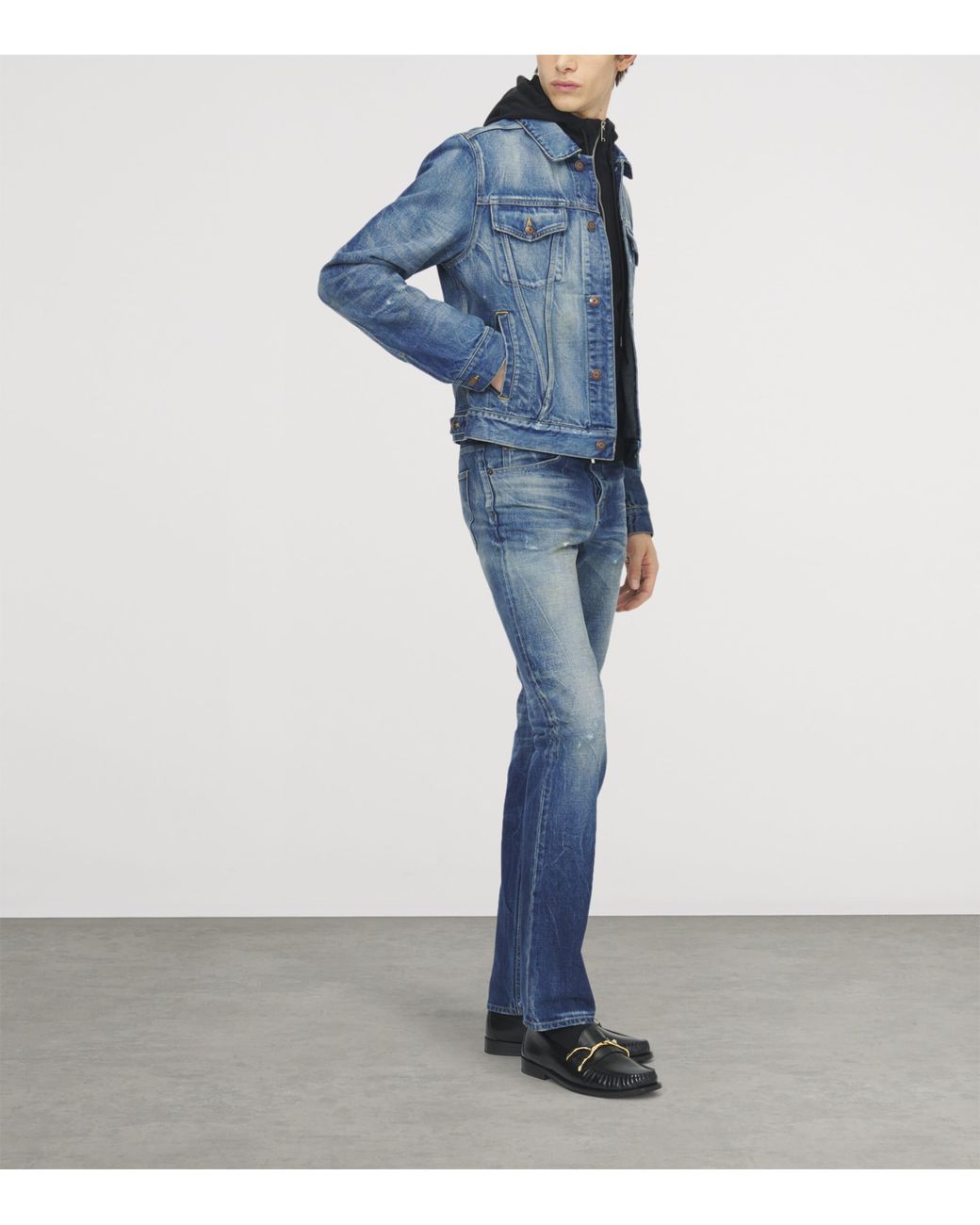 McQueen Blue Distressed Slim Jeans for men