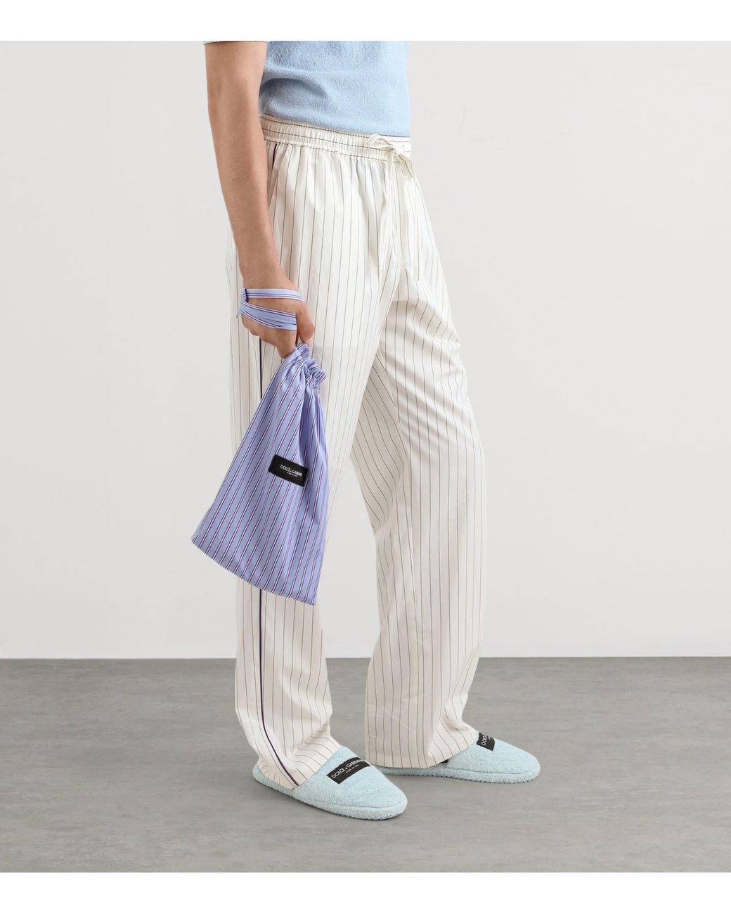 Dolce & Gabbana Blue Cotton Poplin Crossbody Pouch for men