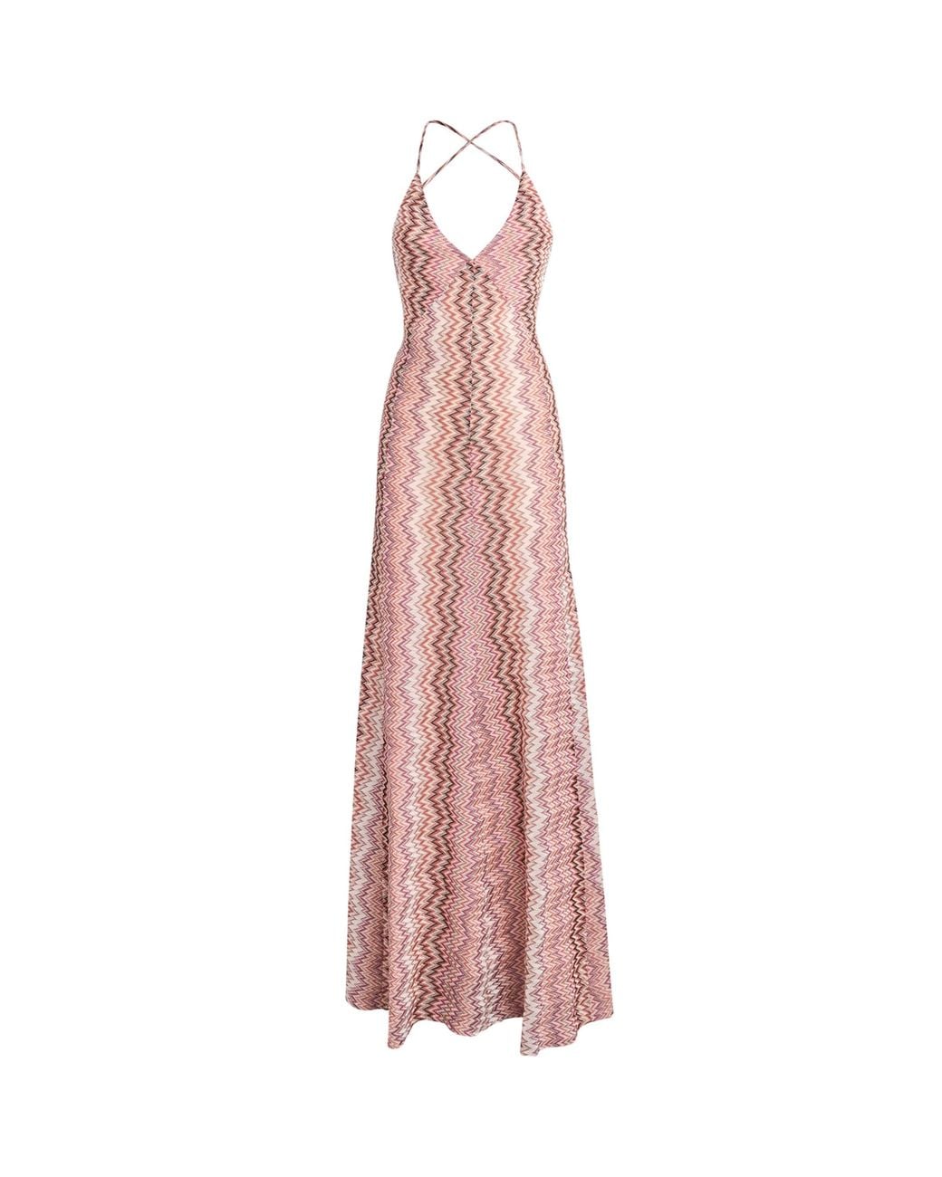 Missoni Pink Zigzag V-Neck Maxi Dress