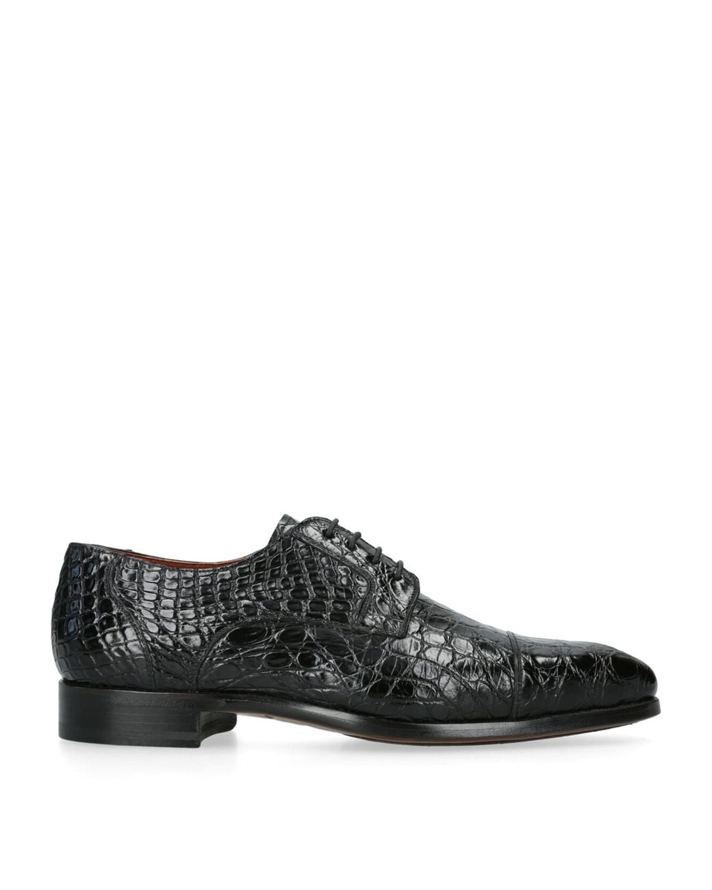 Magnanni Shoes Black Crocodile Leather Oxford Shoes for men