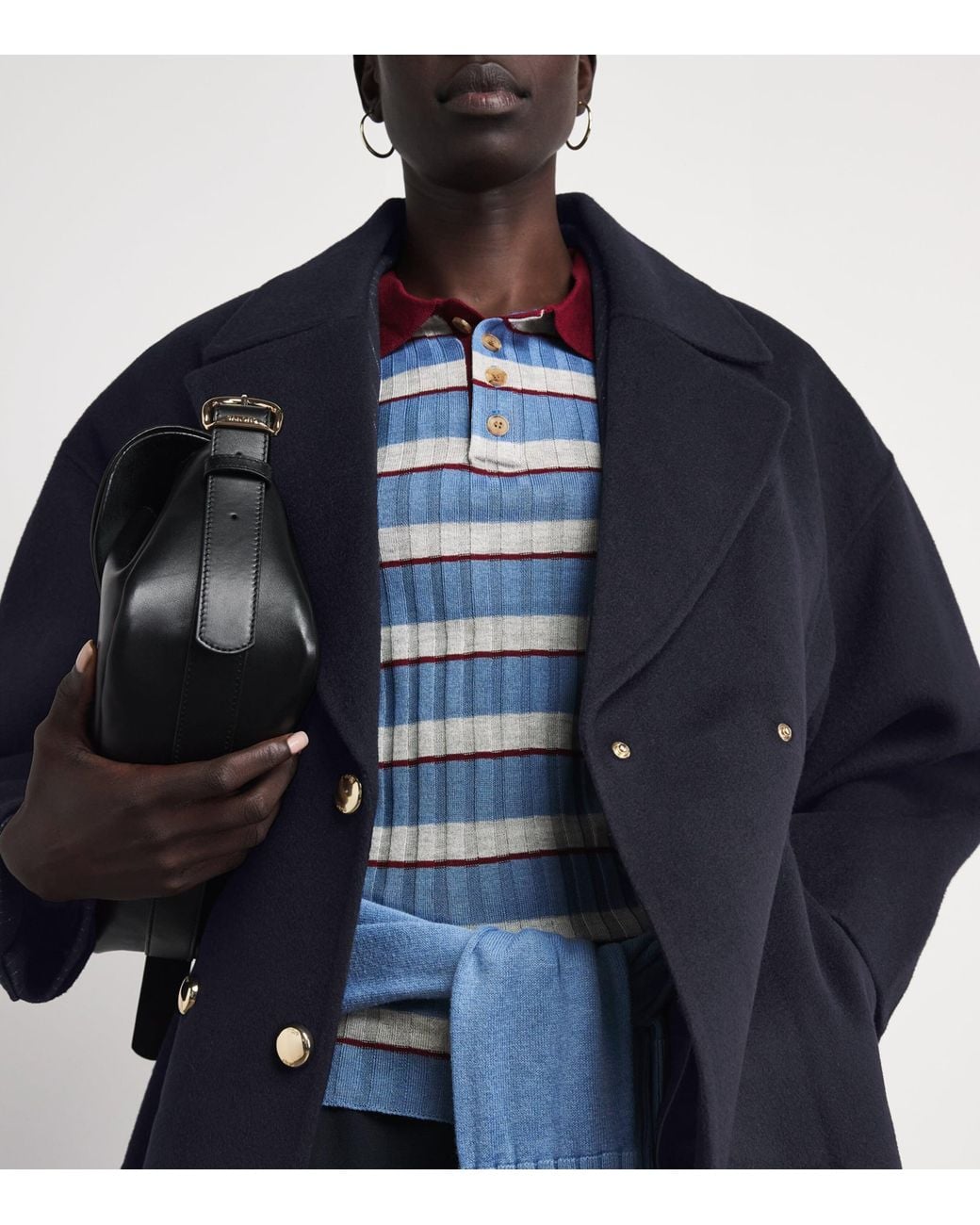 Maje Blue Wool Pea Coat