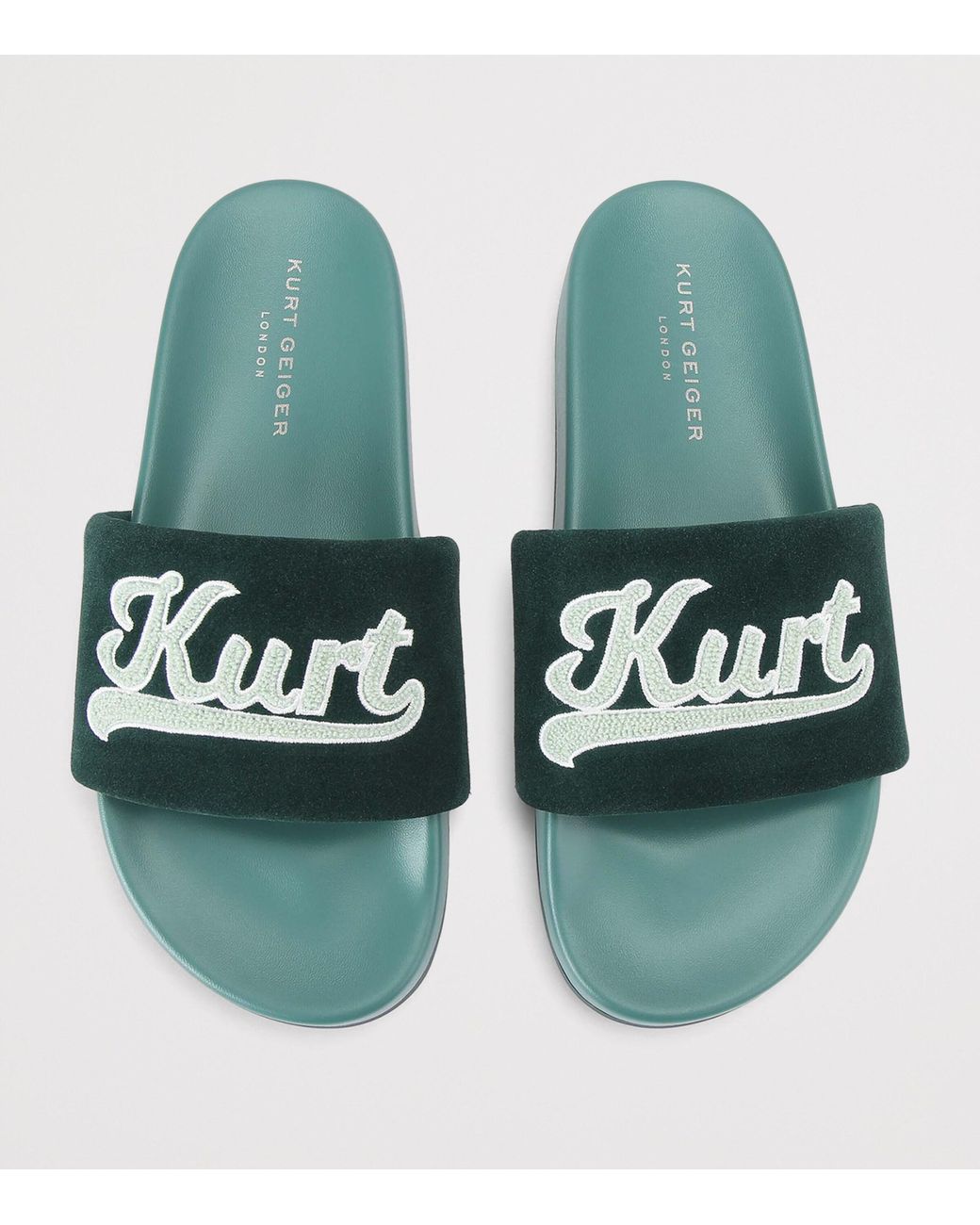 Kurt Geiger Suede Script Slides in Green for Men | Lyst