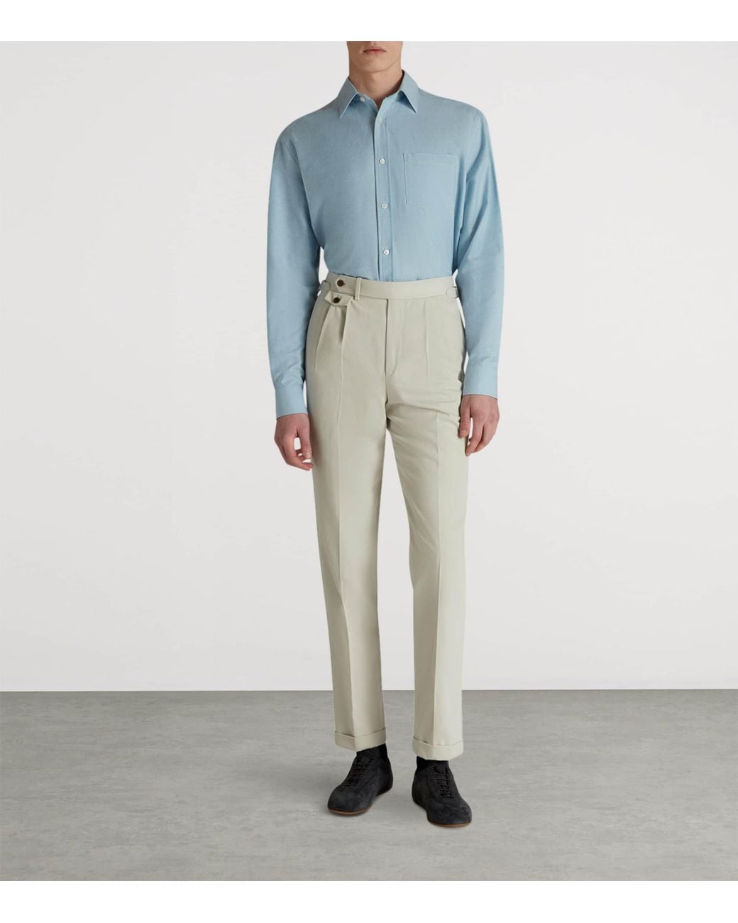 Dunhill Blue Cotton-Cashmere Oxford Shirt for men